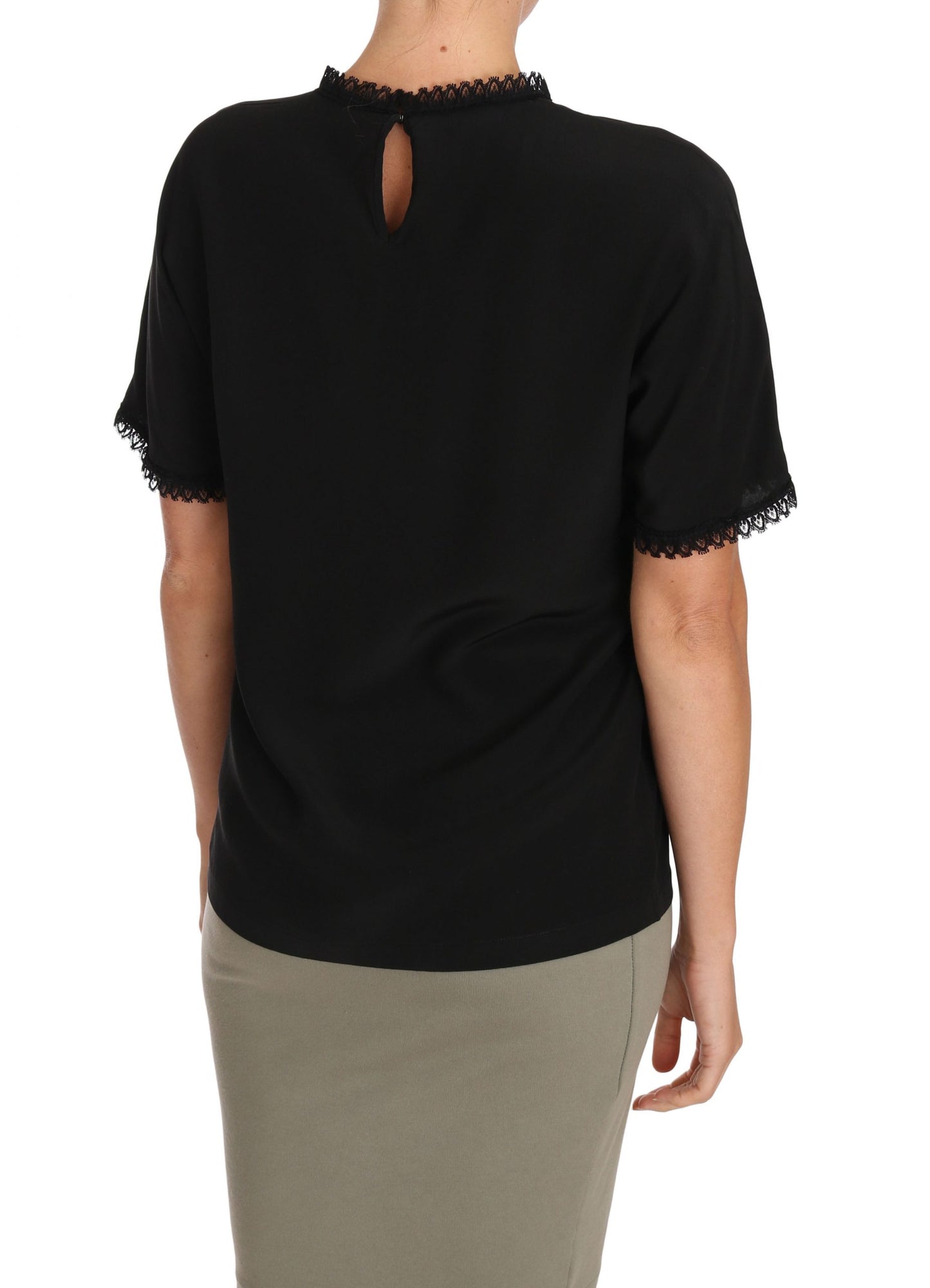 Dolce & Gabbana Black Silk Lace Top Blouse T-Shirt Dolce & Gabbana