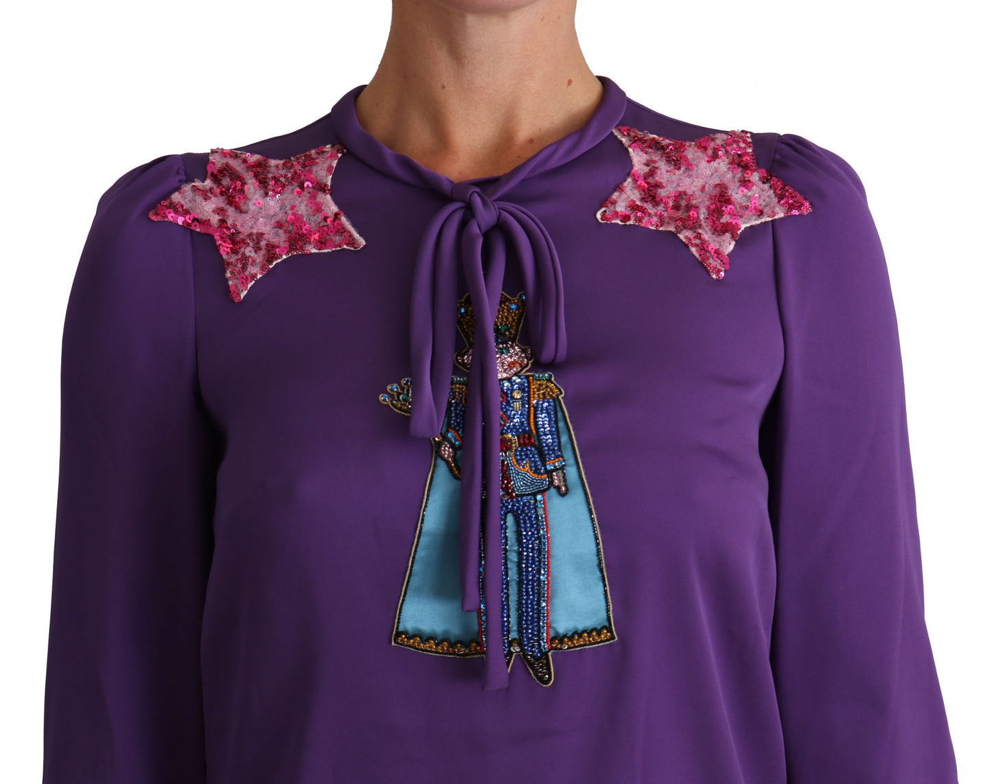 Dolce & Gabbana Purple Blouse Prince Fairy Tale Embellished Top Dolce & Gabbana