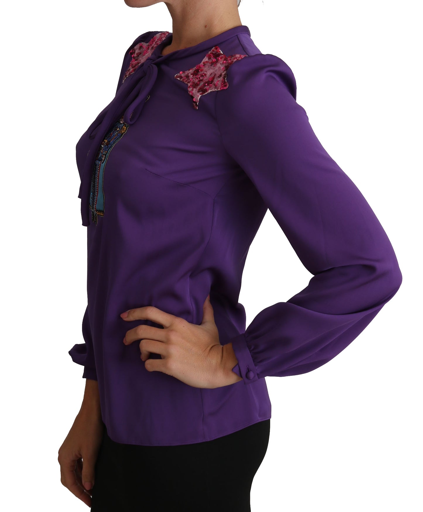 Dolce & Gabbana Purple Blouse Prince Fairy Tale Embellished Top Dolce & Gabbana