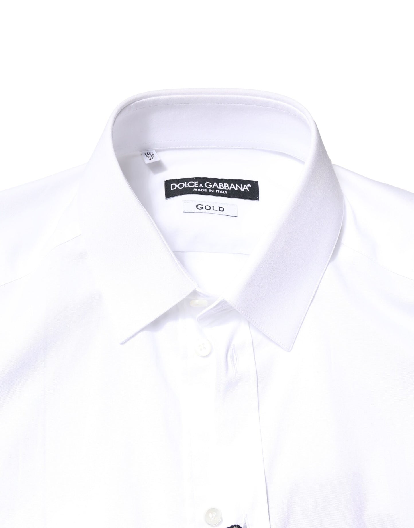 Dolce & Gabbana White GOLD Cotton Long Sleeves Dress Shirt Dolce & Gabbana