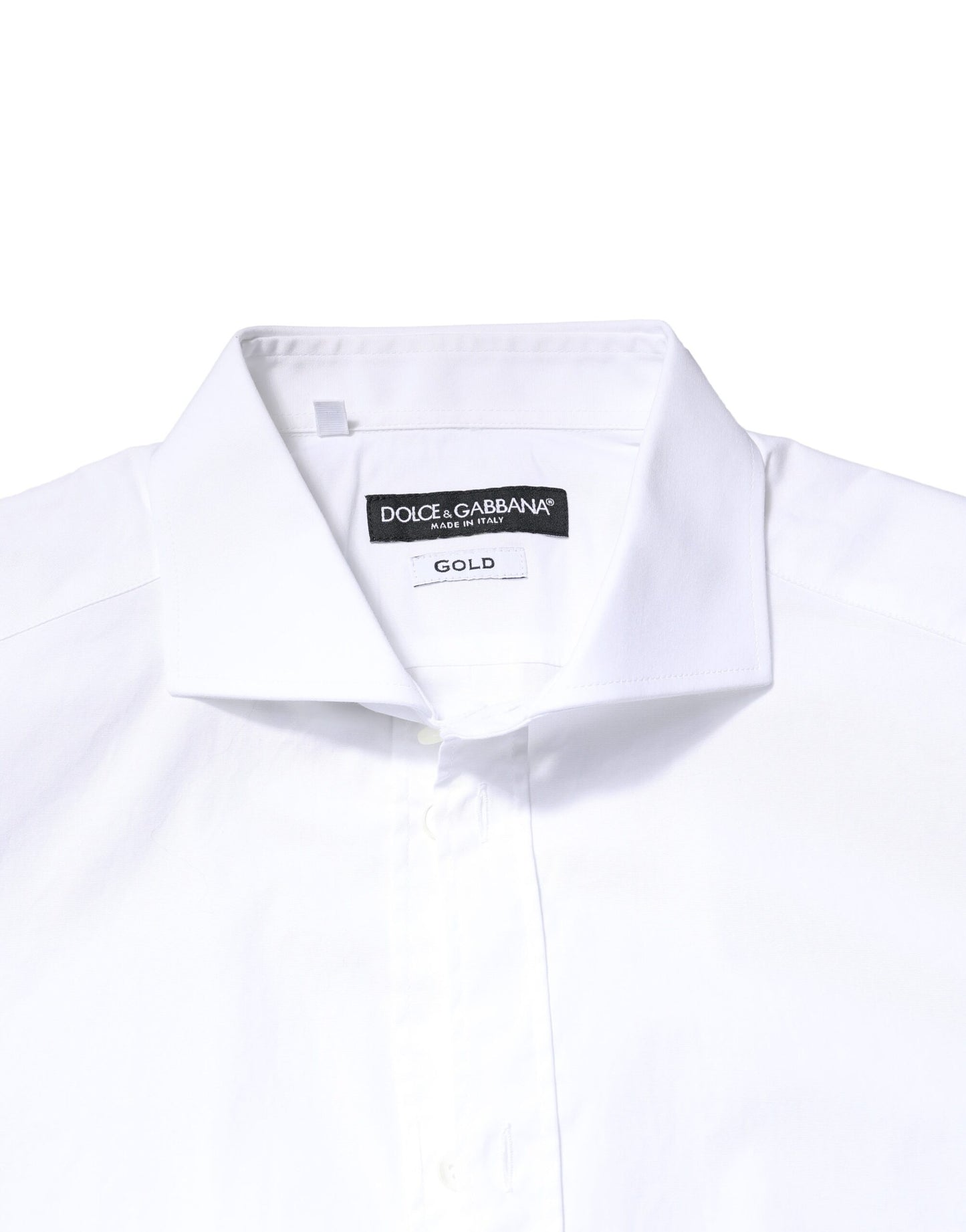 Dolce & Gabbana White GOLD Cotton Long Sleeves Dress Shirt Dolce & Gabbana