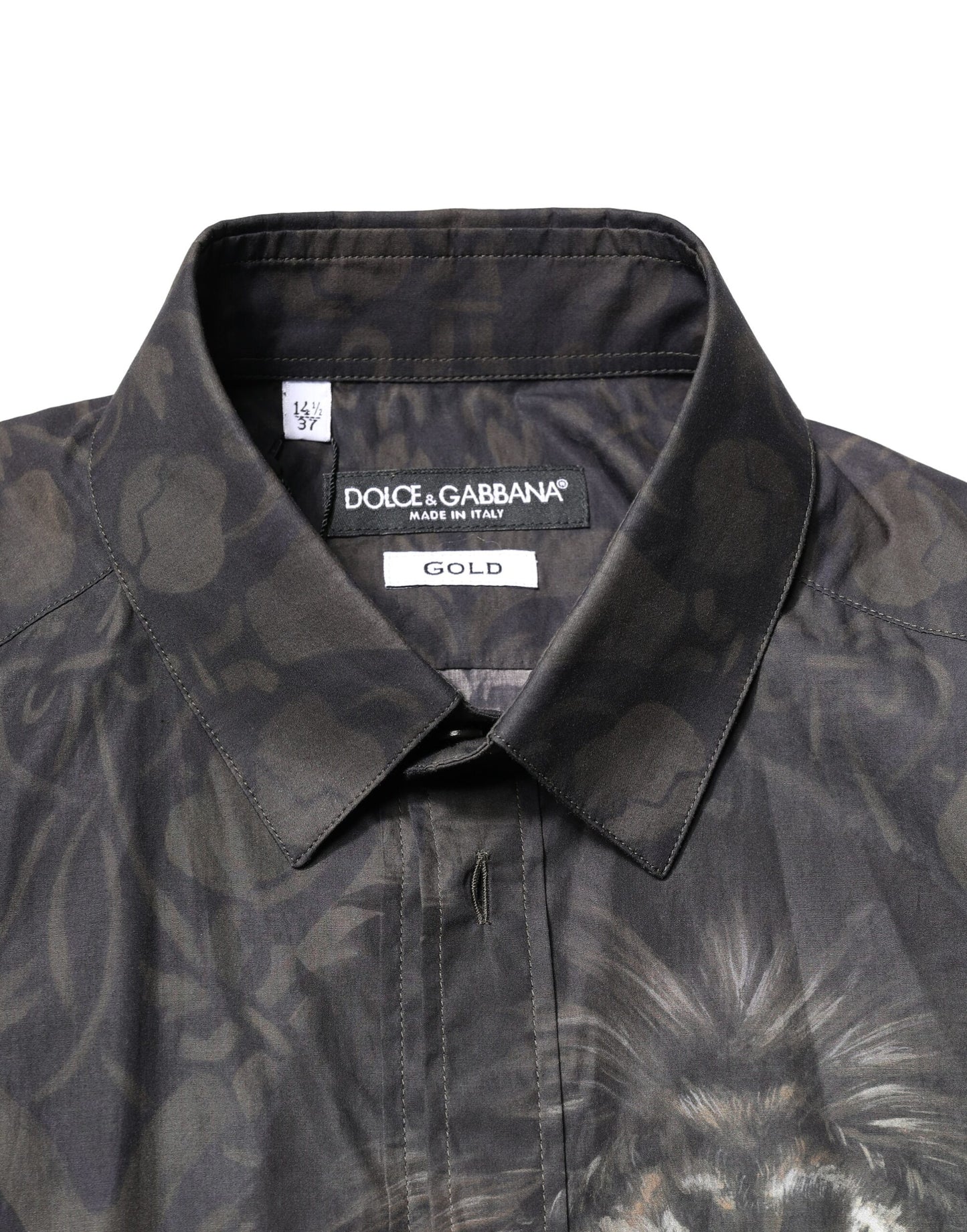 Dolce & Gabbana Black Royal Pet Portrait GOLD Dress Shirt Dolce & Gabbana