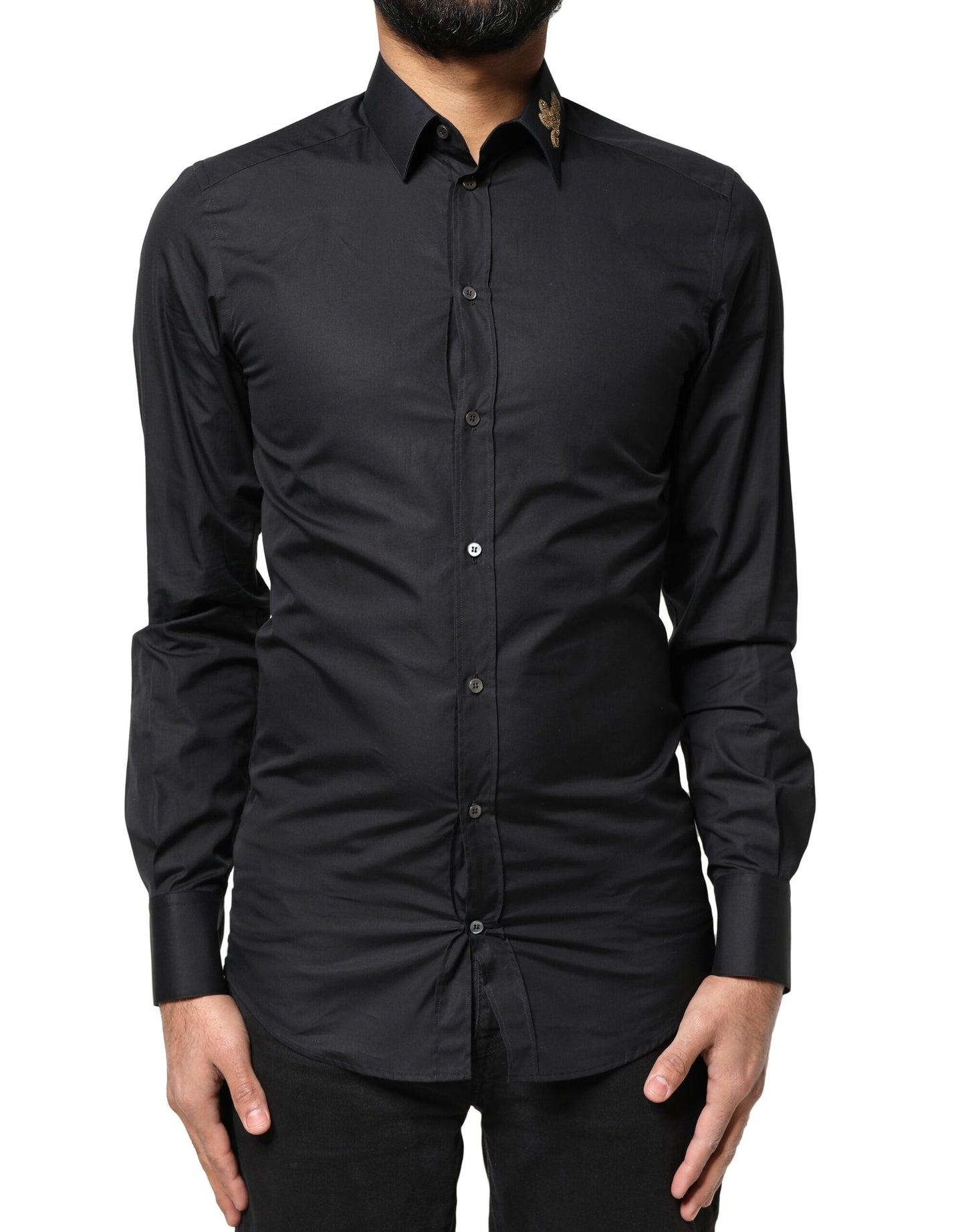 Dolce & Gabbana Black Love Embroidery GOLD Formal Dress Shirt Dolce & Gabbana