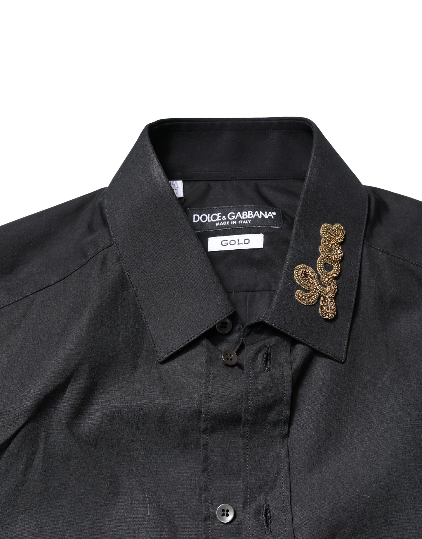 Dolce & Gabbana Black Love Embroidery GOLD Formal Dress Shirt Dolce & Gabbana