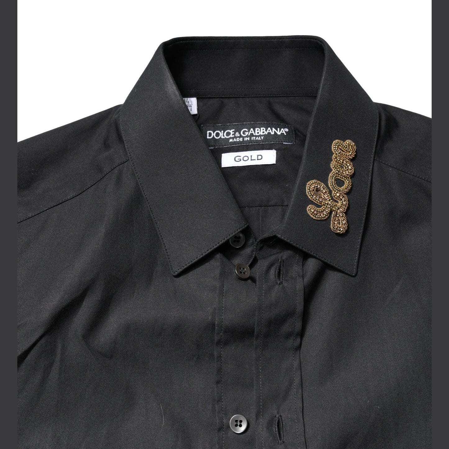 Dolce & Gabbana Black Love Embroidery GOLD Formal Dress Shirt