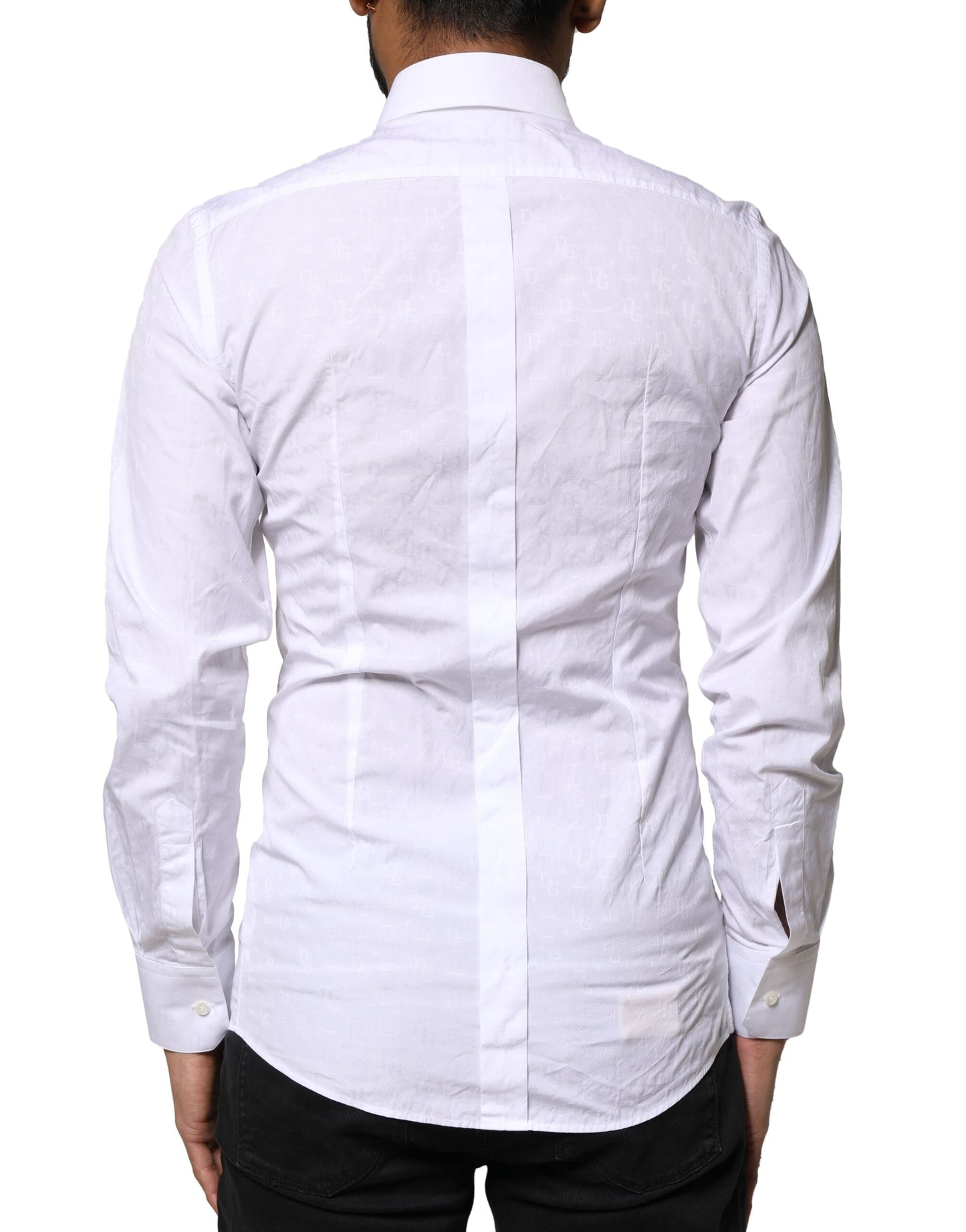 Dolce & Gabbana White GOLD Cotton Long Sleeves Dress Shirt Dolce & Gabbana