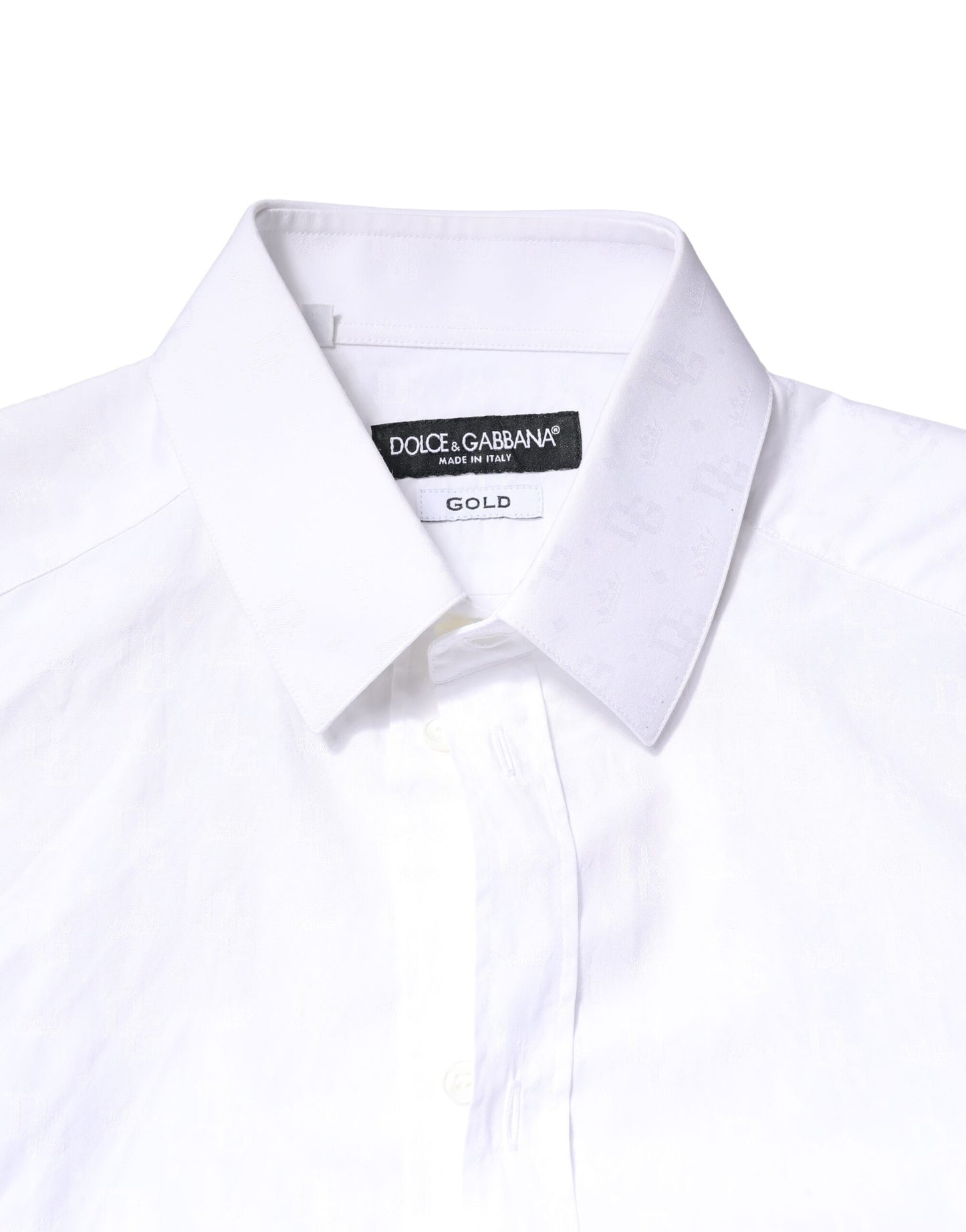 Dolce & Gabbana White GOLD Cotton Long Sleeves Dress Shirt Dolce & Gabbana