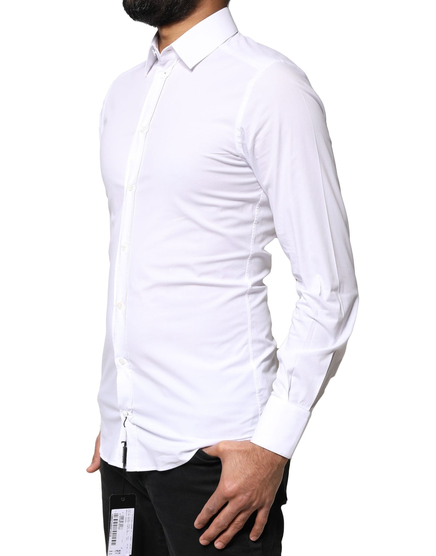 Dolce & Gabbana White GOLD Cotton Long Sleeves Dress Shirt Dolce & Gabbana