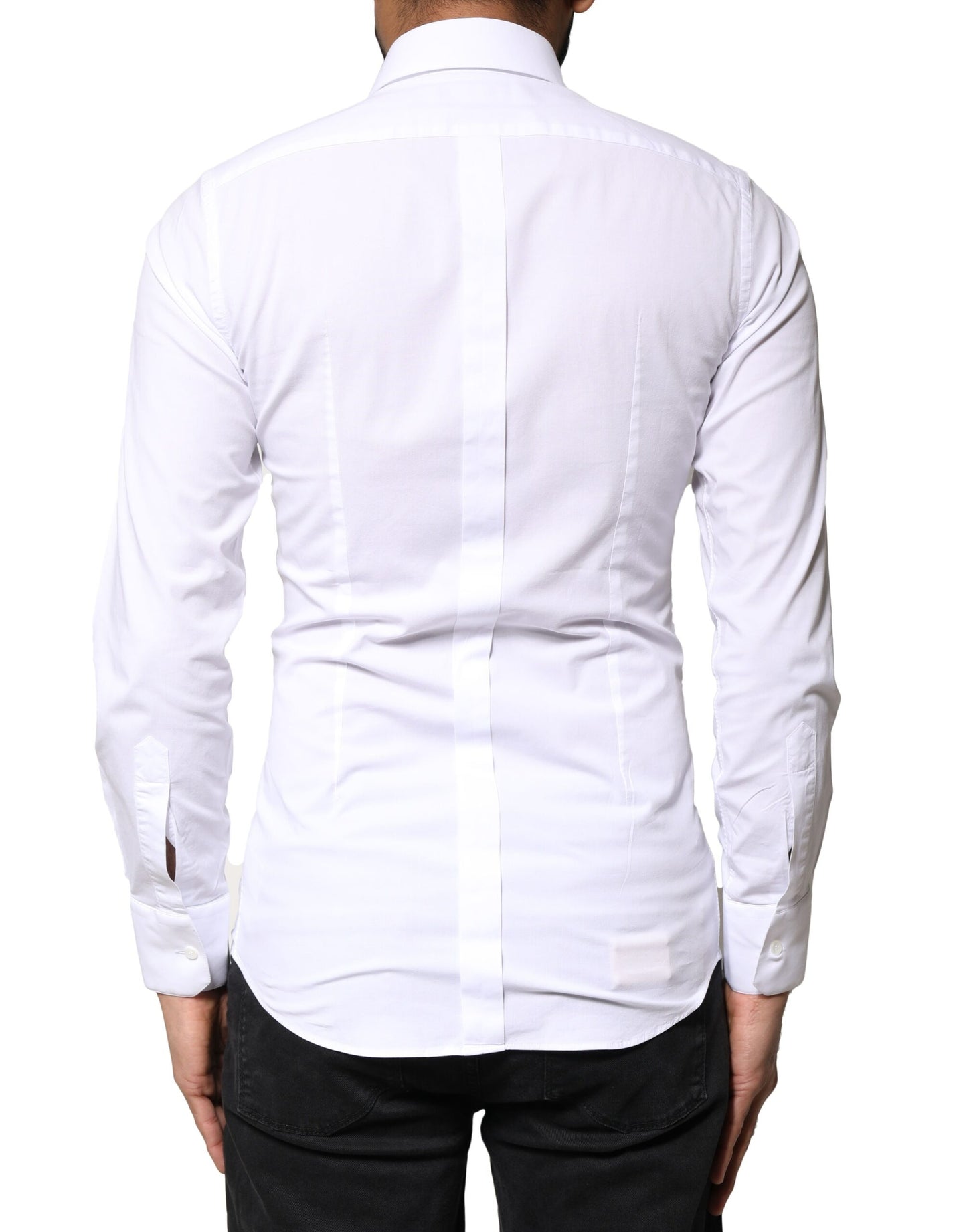 Dolce & Gabbana White GOLD Cotton Long Sleeves Dress Shirt Dolce & Gabbana