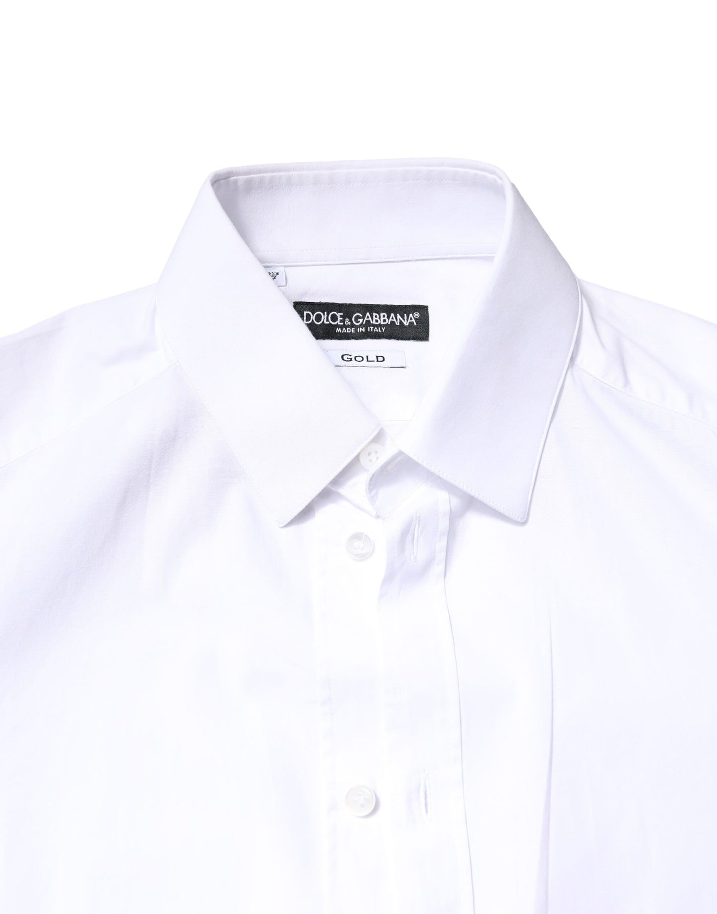 Dolce & Gabbana White GOLD Cotton Long Sleeves Dress Shirt Dolce & Gabbana