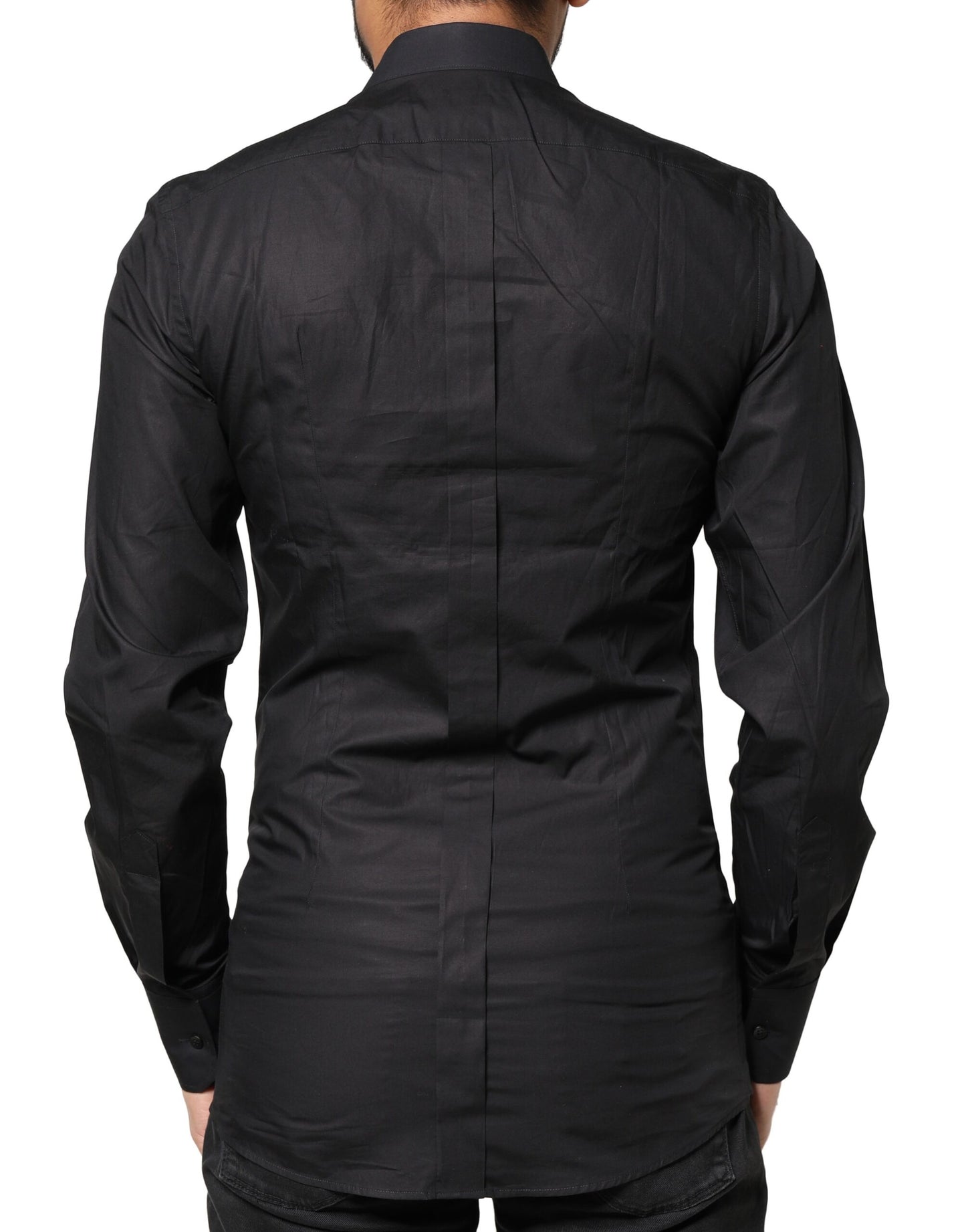 Dolce & Gabbana Black GOLD Cross Embellished Men Dress Shirt Dolce & Gabbana