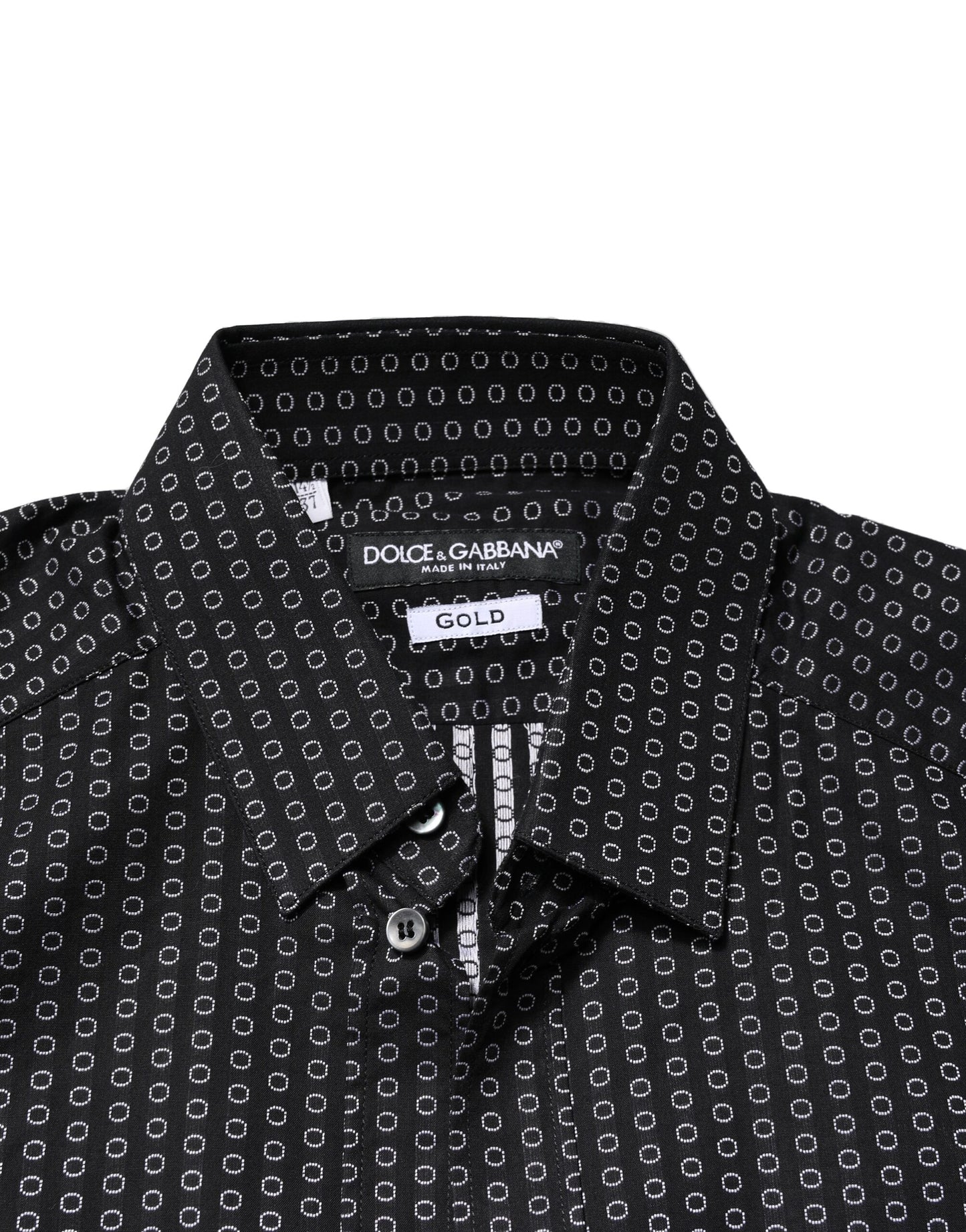 Dolce & Gabbana Black GOLD Patterned Cotton Men Dress Shirt Dolce & Gabbana