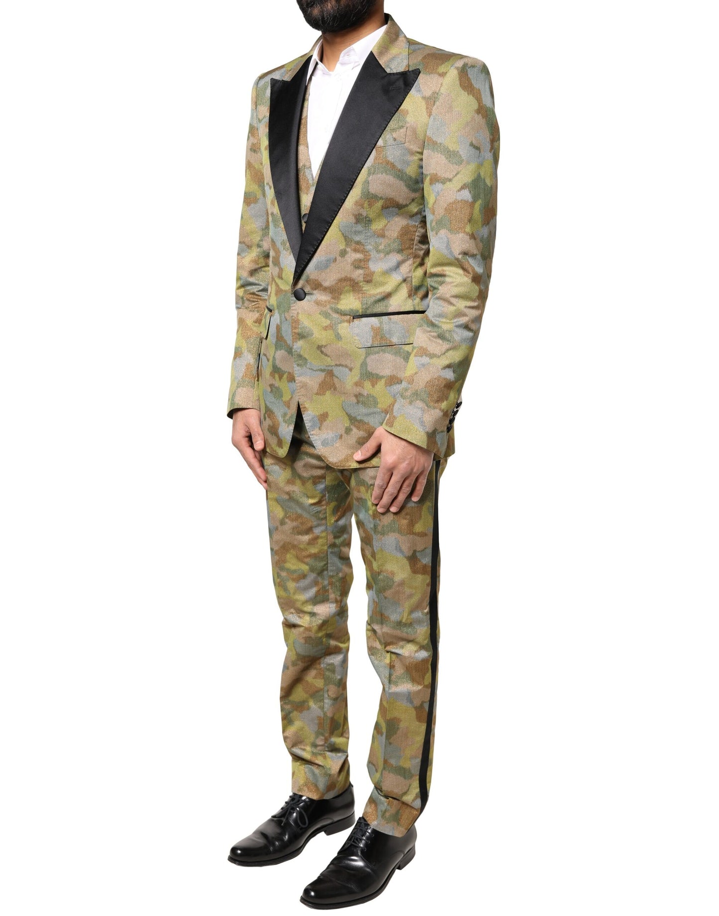Dolce & Gabbana Multicolor Camouflage SICILIA 3 Piece Suit Dolce & Gabbana