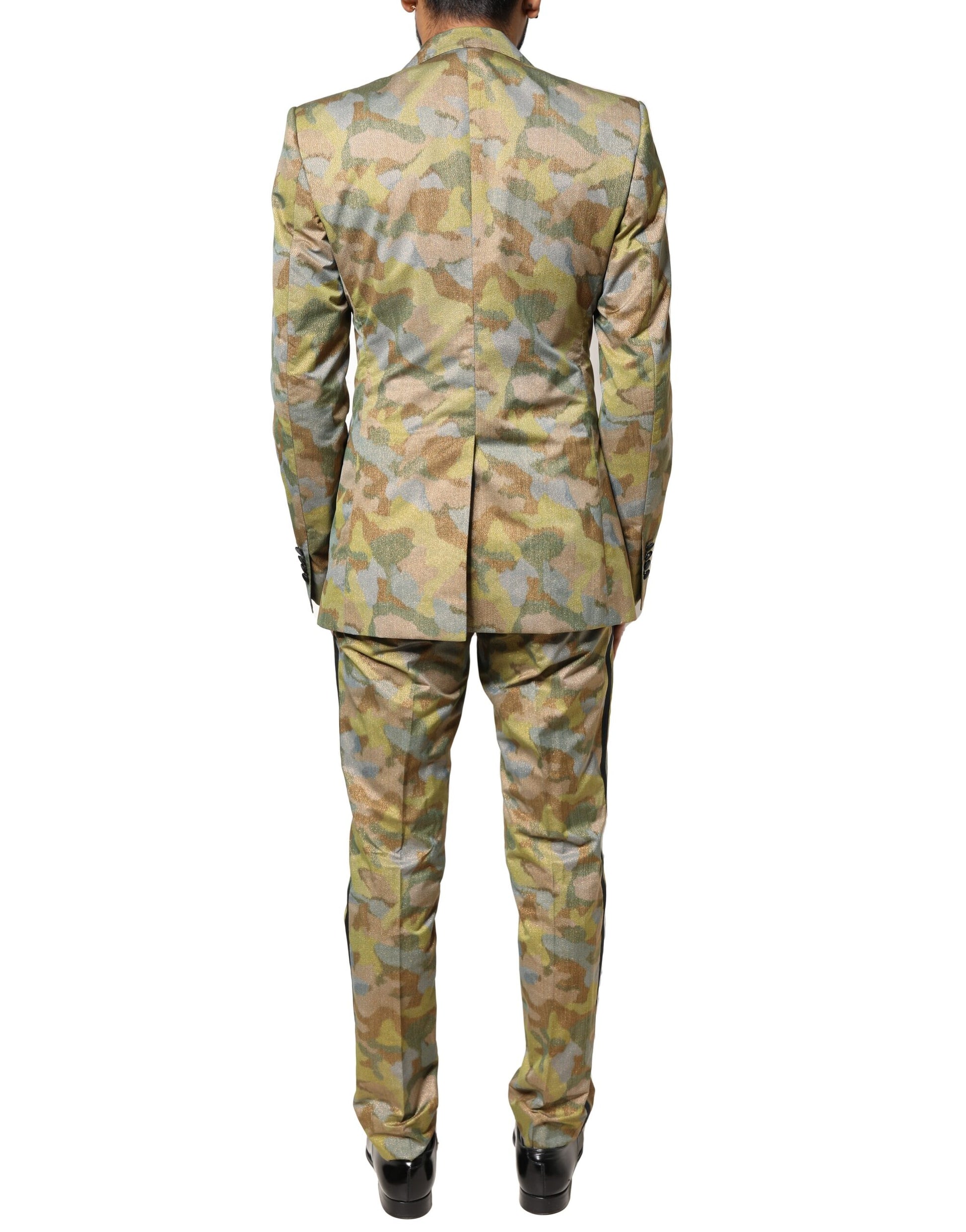 Dolce & Gabbana Multicolor Camouflage SICILIA 3 Piece Suit Dolce & Gabbana