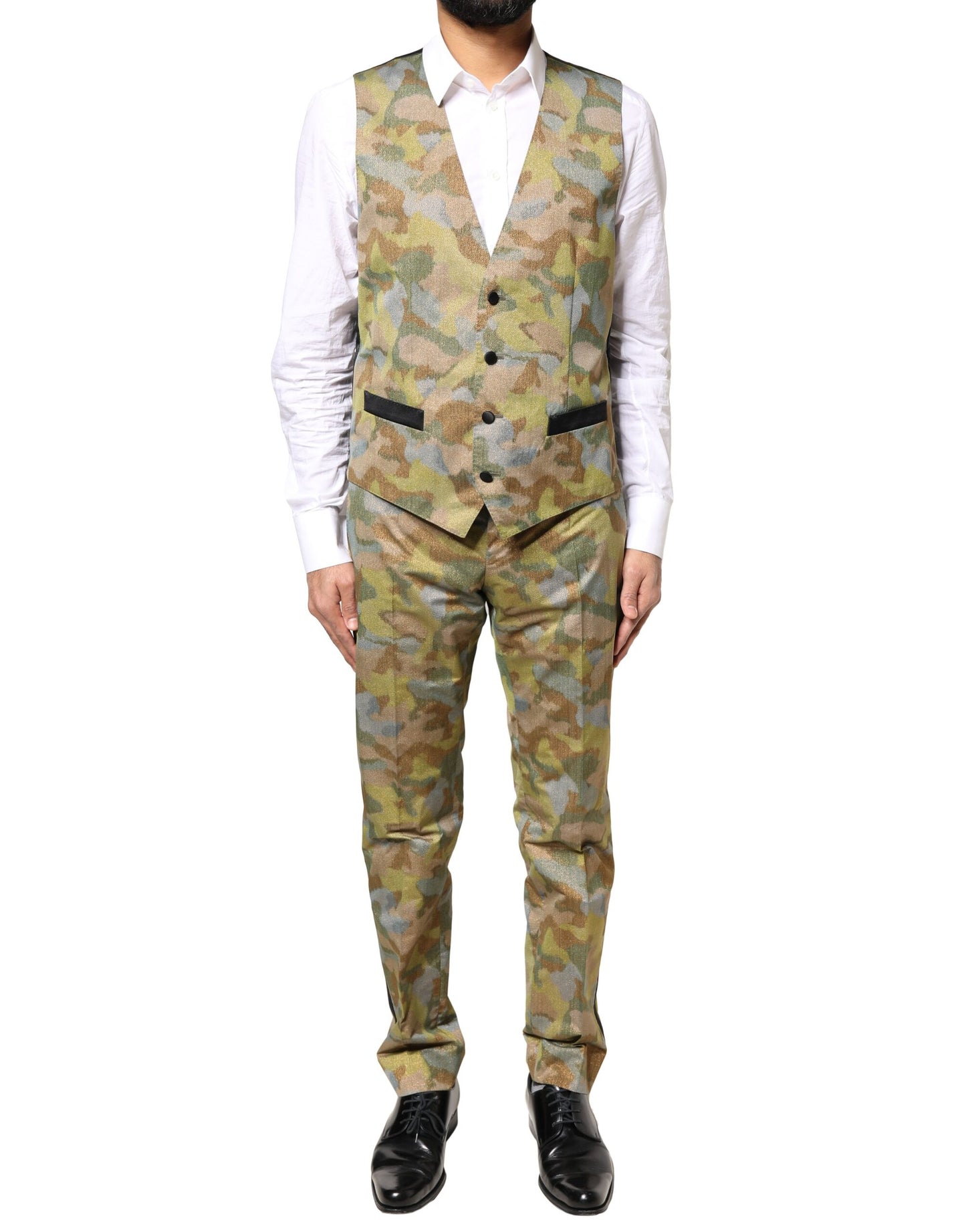 Dolce & Gabbana Multicolor Camouflage SICILIA 3 Piece Suit Dolce & Gabbana