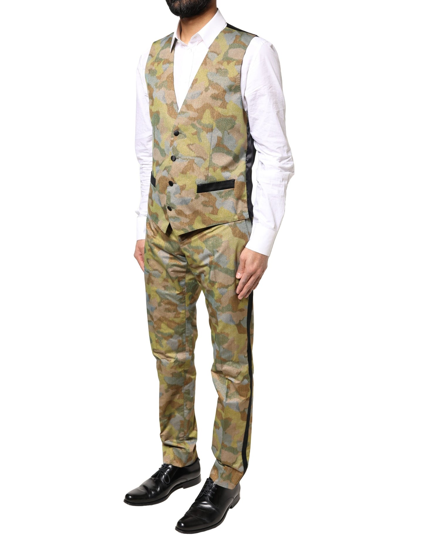 Dolce & Gabbana Multicolor Camouflage SICILIA 3 Piece Suit Dolce & Gabbana