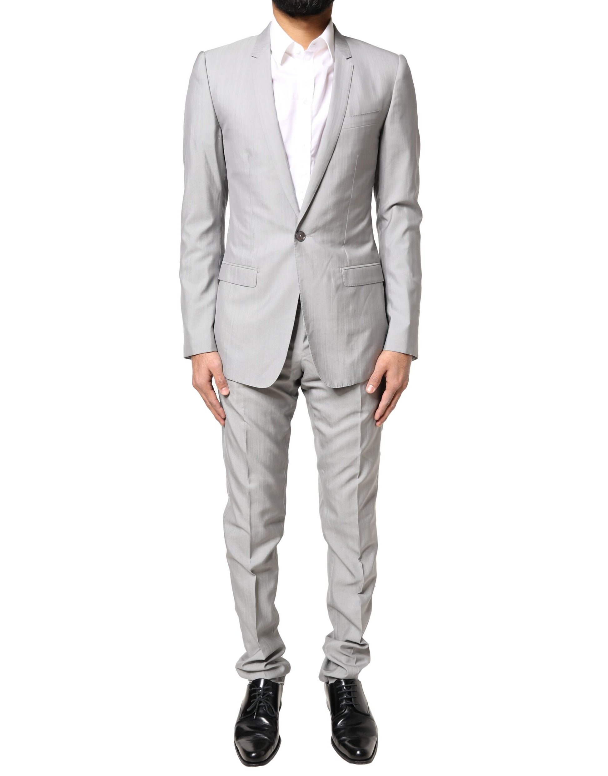 Dolce & Gabbana Light Gray Wool GOLD 2 Piece Formal Suit Dolce & Gabbana