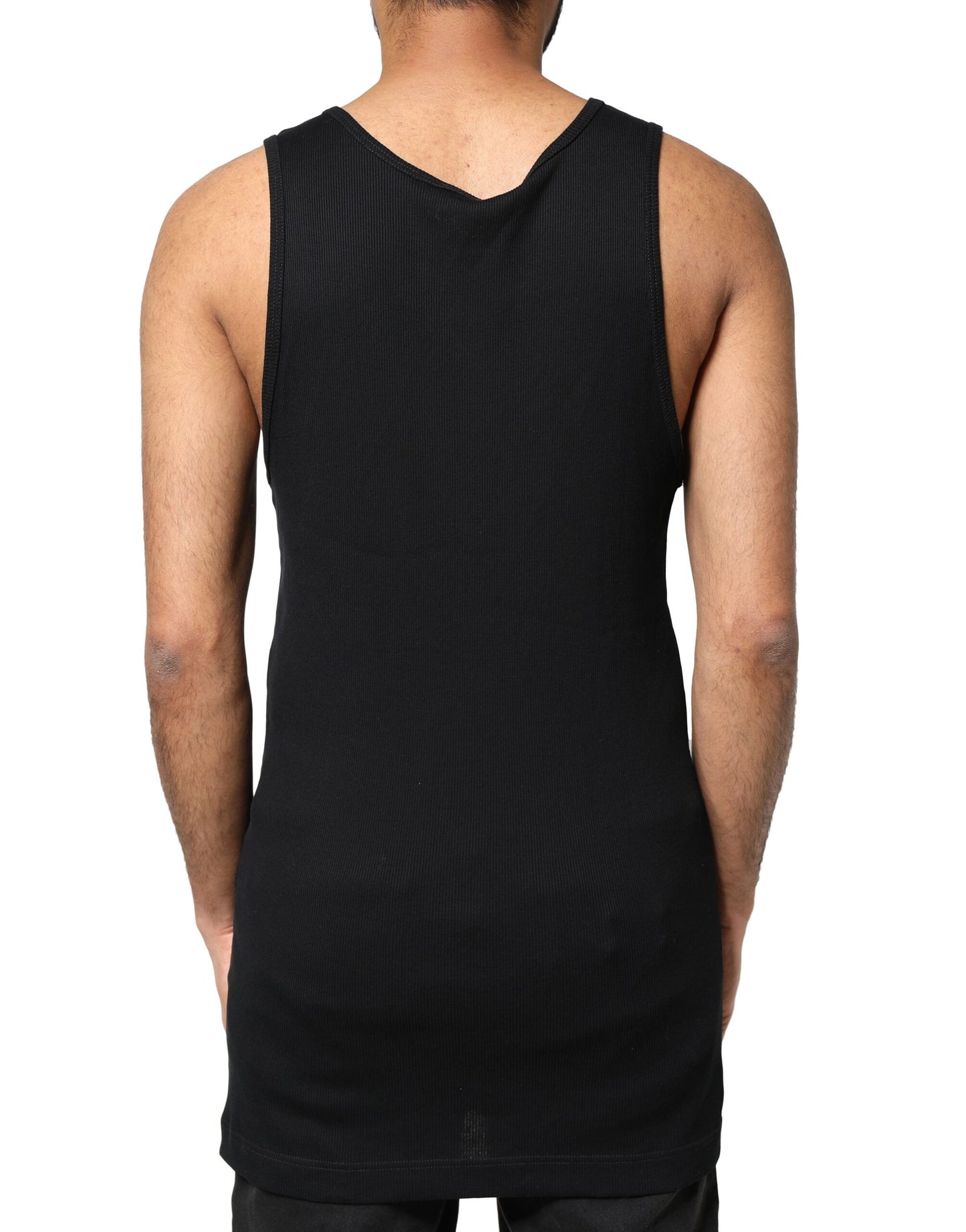 Dolce & Gabbana Black Cotton Rip Style Sleeveless Men Tank T-shirt Dolce & Gabbana