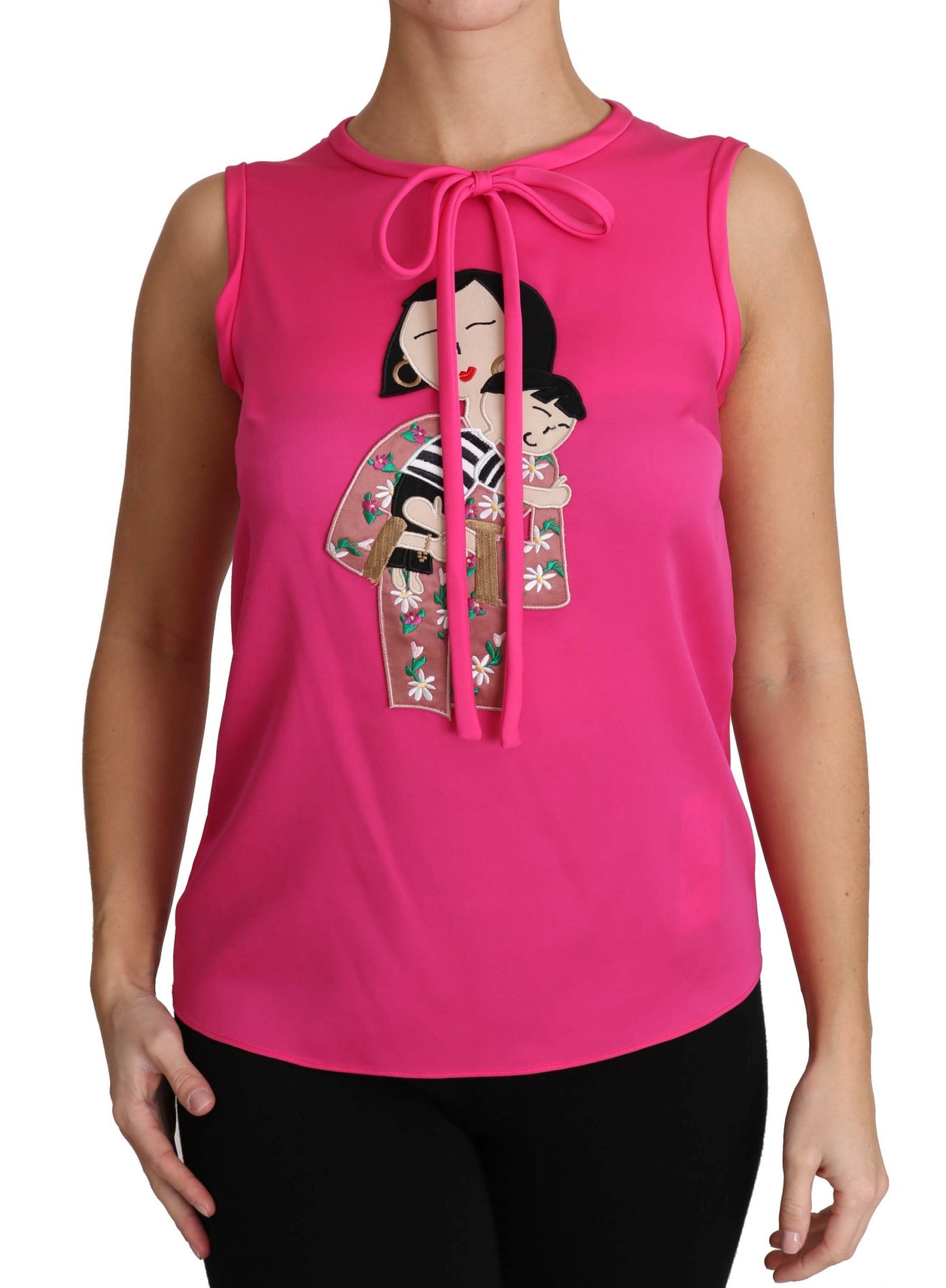 Dolce & Gabbana Pink Family Silk Tank Mama Blouse Top Shirt Dolce & Gabbana