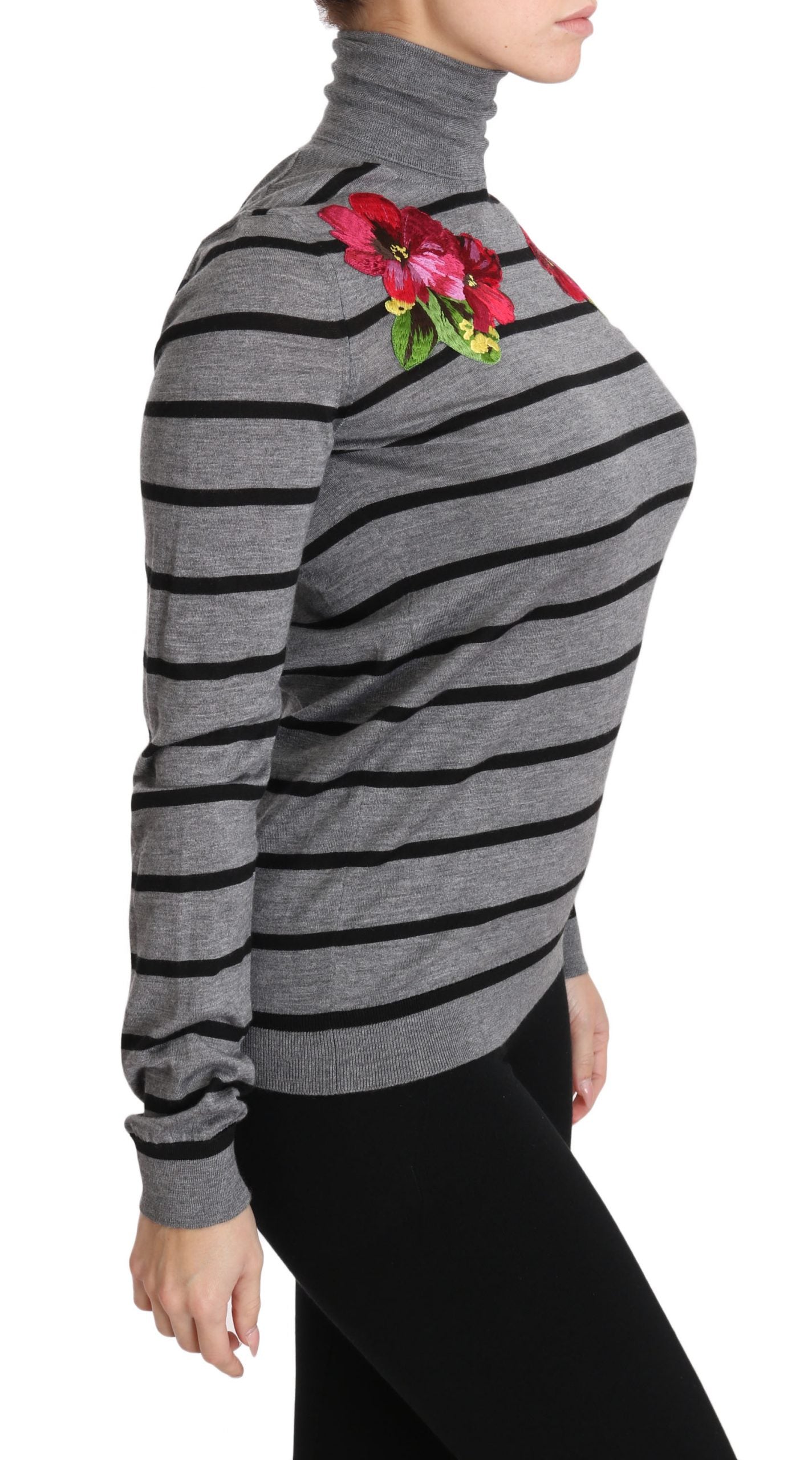 Dolce & Gabbana Gray Cashmere Silk Turtleneck Sweater Dolce & Gabbana