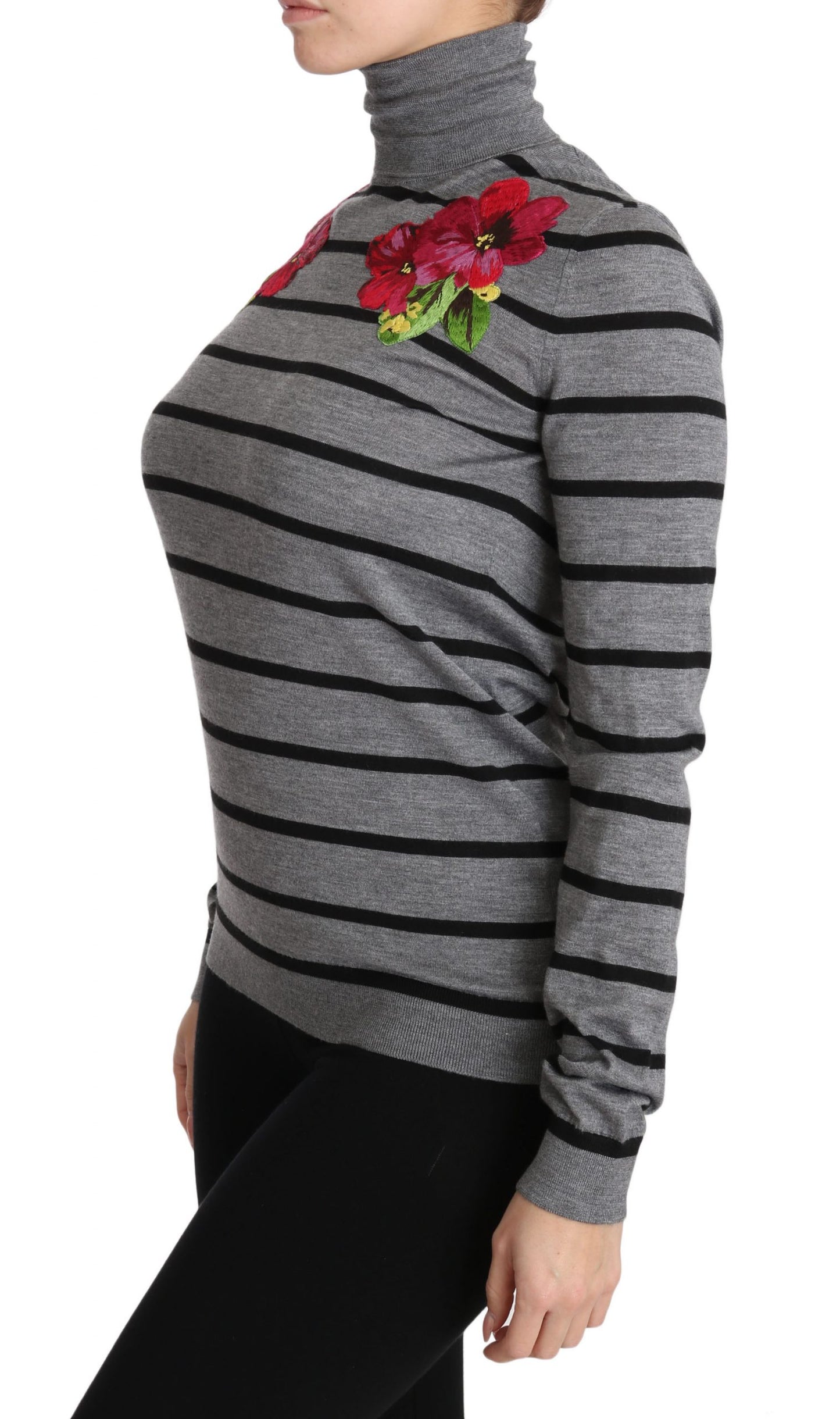 Dolce & Gabbana Gray Cashmere Silk Turtleneck Sweater Dolce & Gabbana