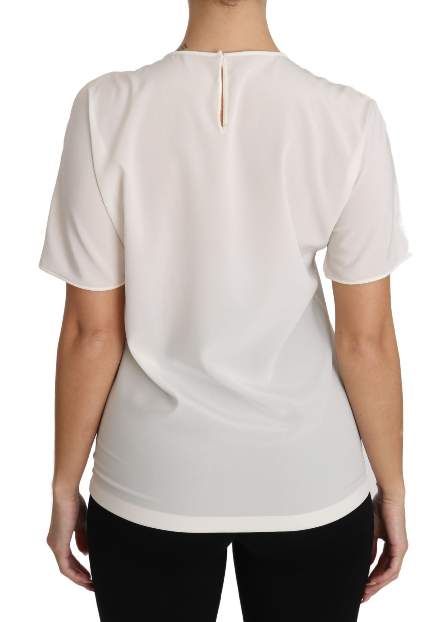 Dolce & Gabbana White Silk Stretch #dgfamily T-shirt Dolce & Gabbana