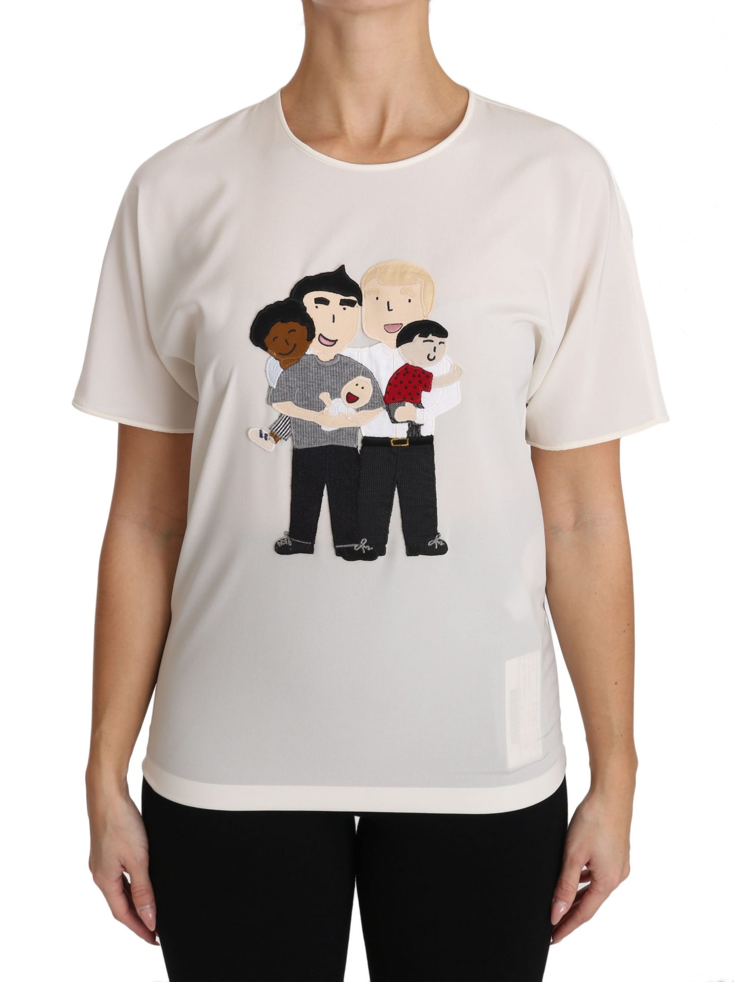Dolce & Gabbana White Silk Stretch #dgfamily T-shirt Dolce & Gabbana