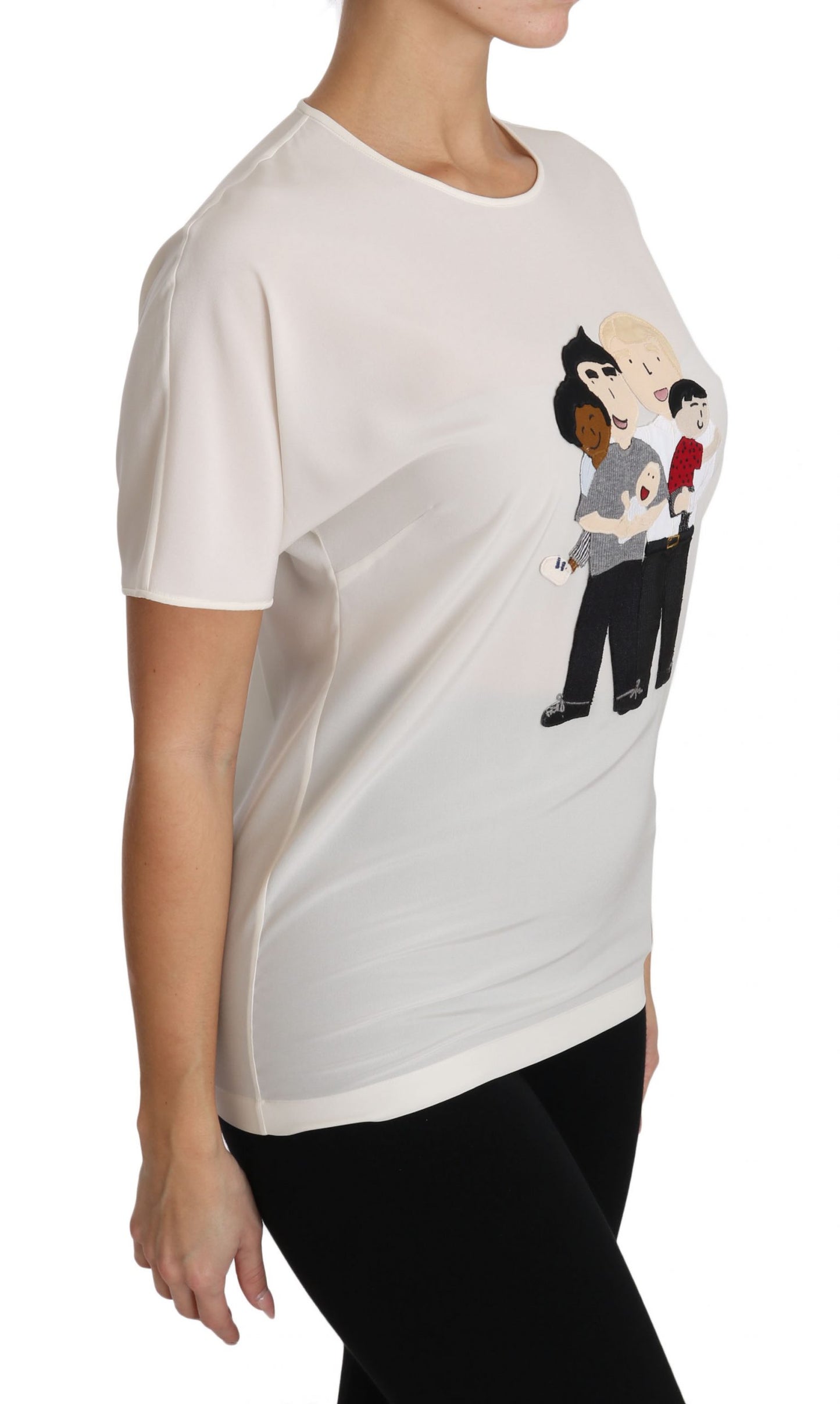 Dolce & Gabbana White Silk Stretch #dgfamily T-shirt Dolce & Gabbana