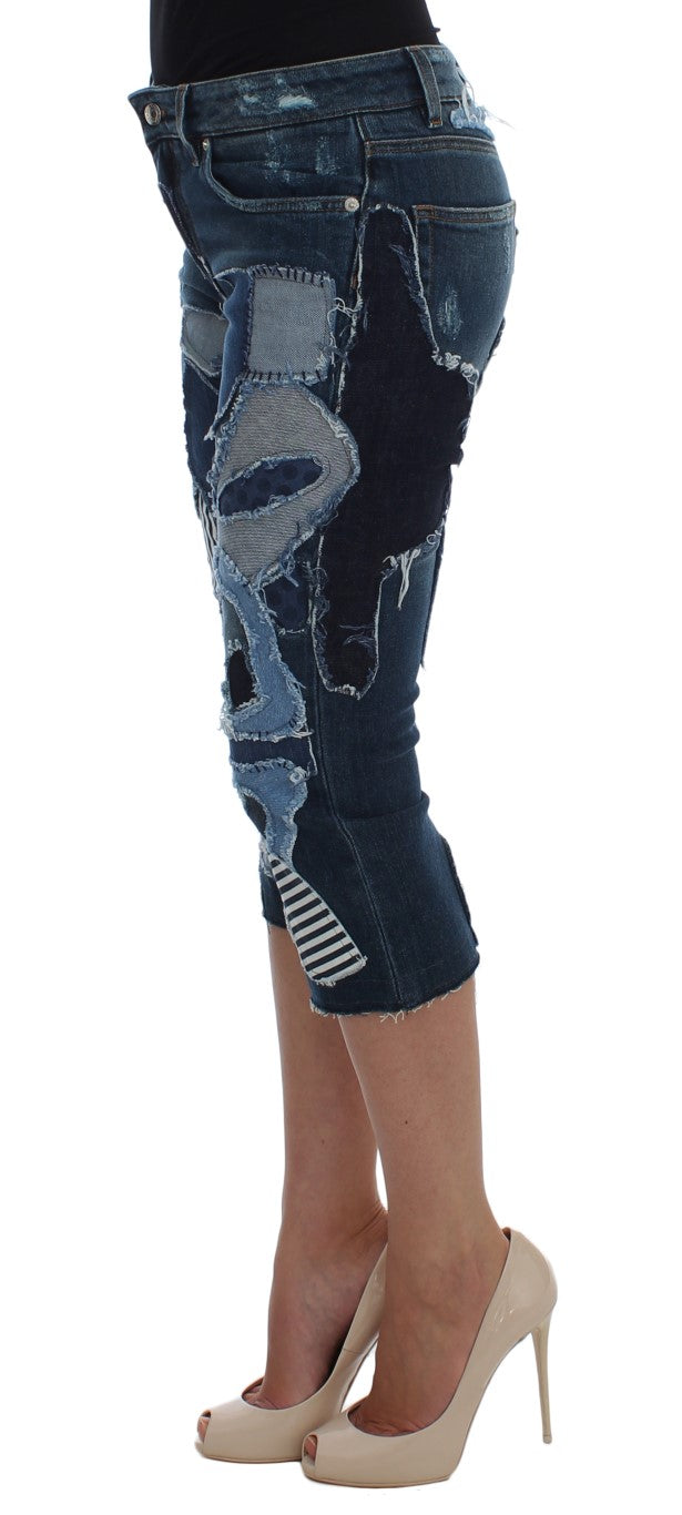Dolce & Gabbana Stretch Blue Patchwork Jeans Shorts Dolce & Gabbana