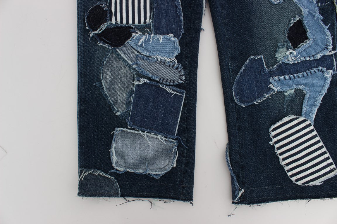 Dolce & Gabbana Stretch Blue Patchwork Jeans Shorts Dolce & Gabbana
