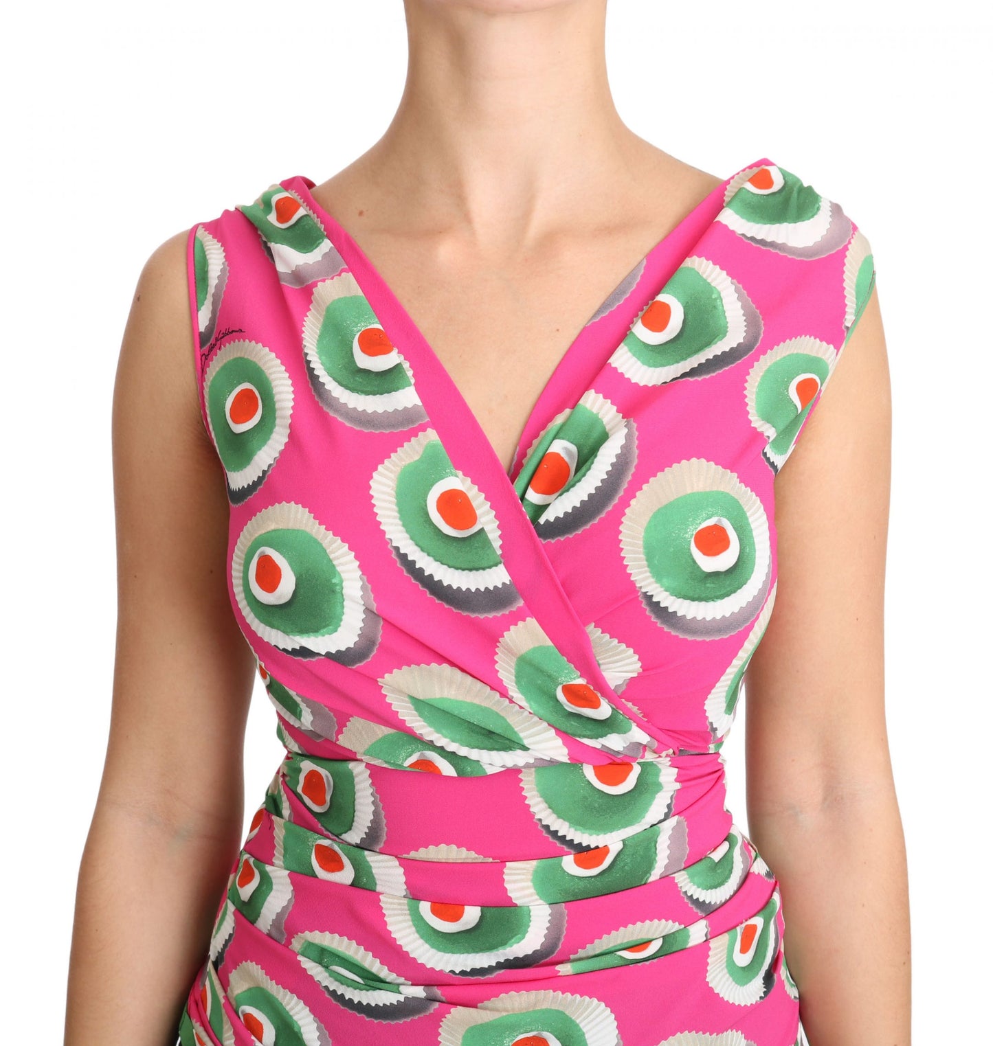 Dolce & Gabbana Pink Silk Stretch Sicilian Cake Top Dolce & Gabbana