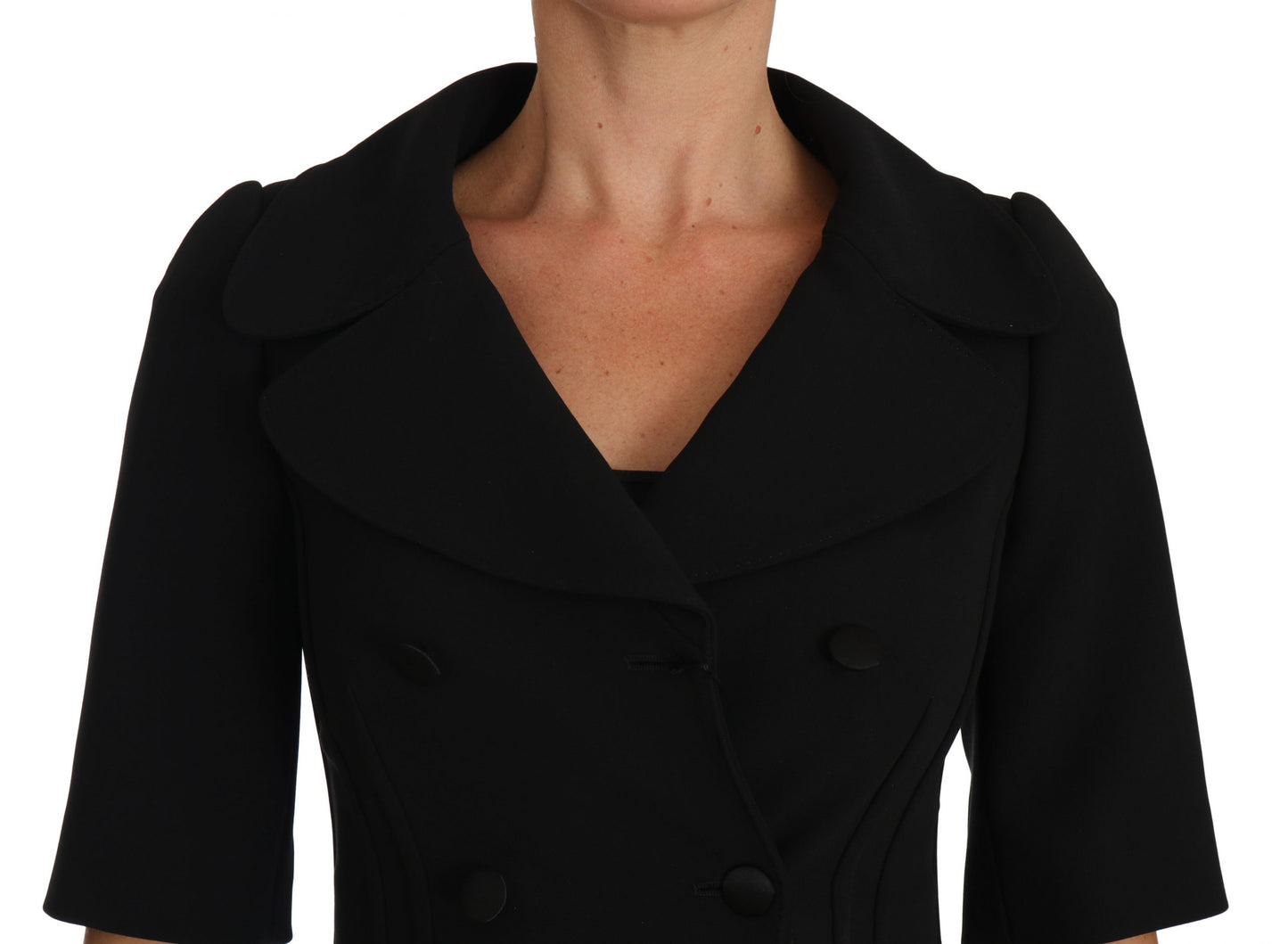 Dolce & Gabbana Black Short Fitted Wool Cropped Jacket Blazer Dolce & Gabbana