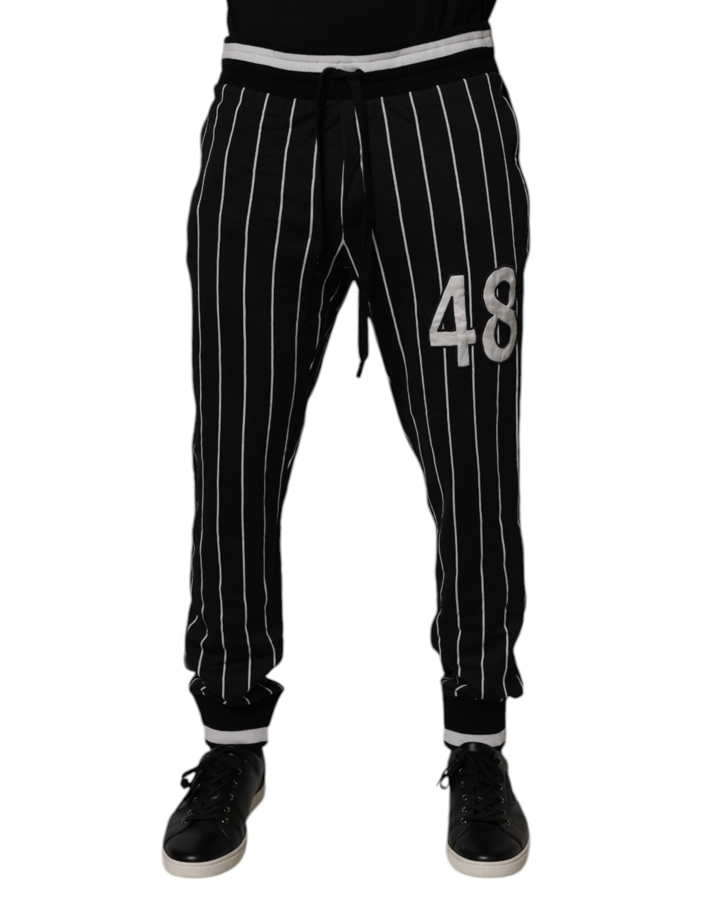 Dolce & Gabbana Black White Stripes Jogger Sweatpants Pants Dolce & Gabbana