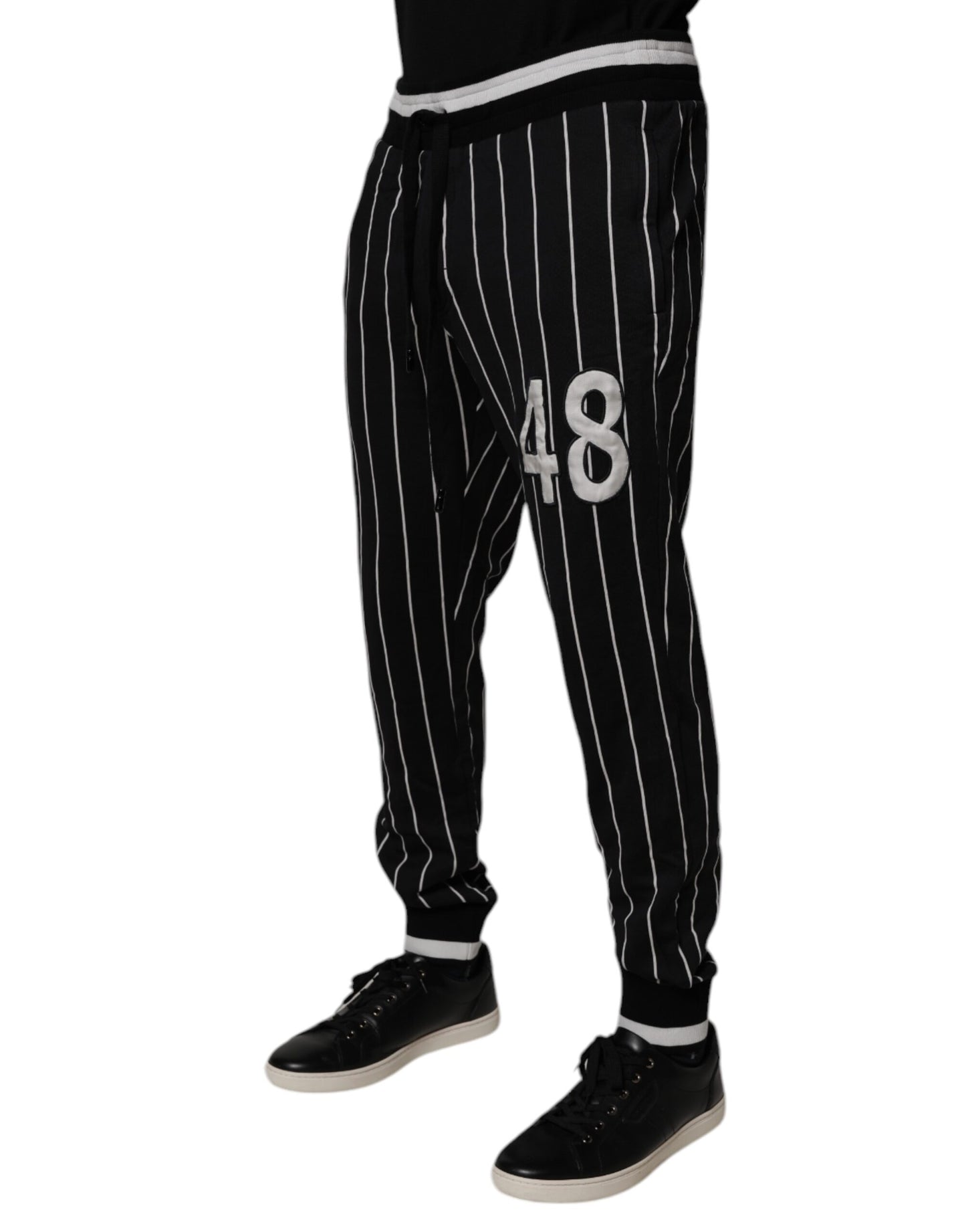 Dolce & Gabbana Black White Stripes Jogger Sweatpants Pants Dolce & Gabbana