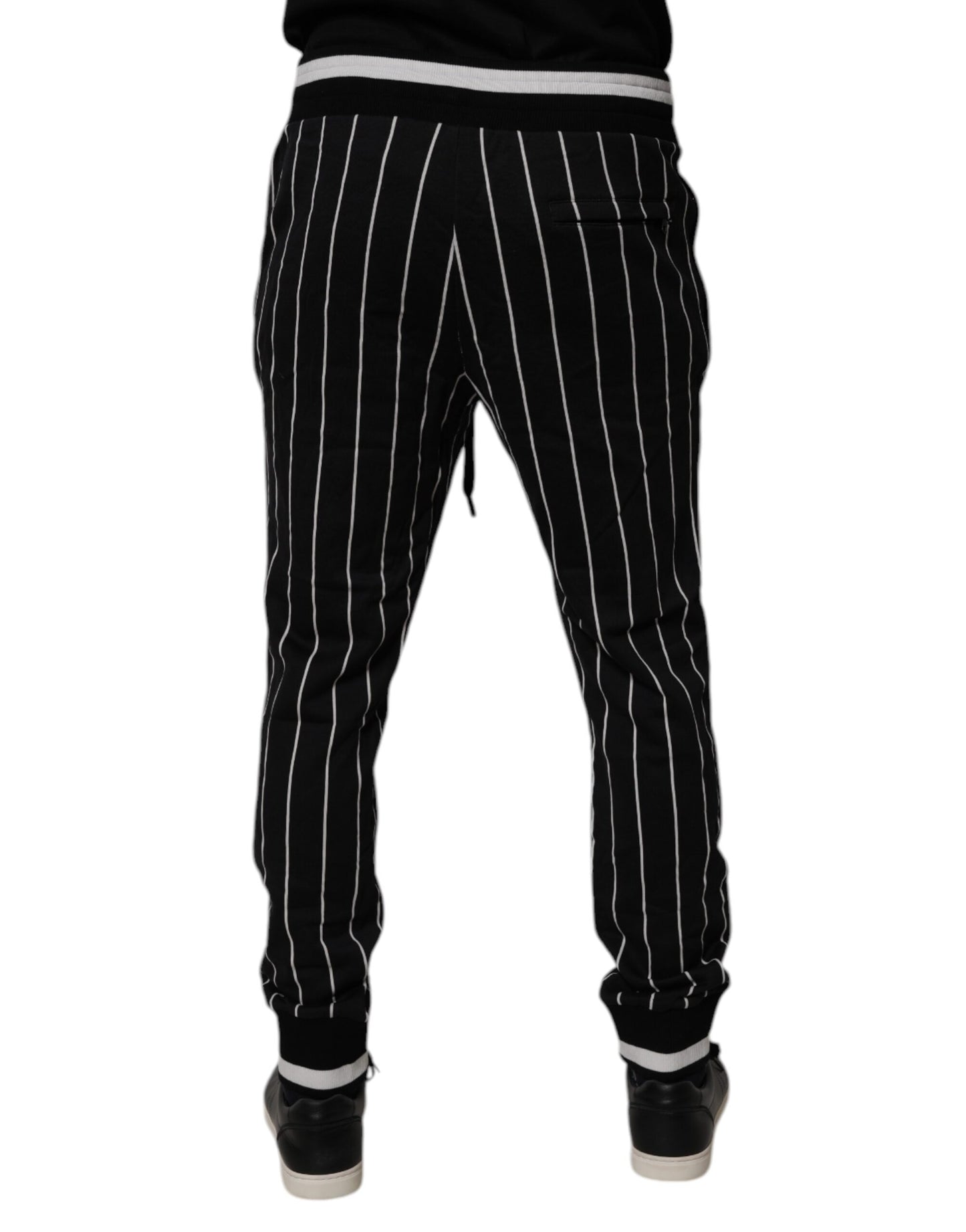 Dolce & Gabbana Black White Stripes Jogger Sweatpants Pants Dolce & Gabbana