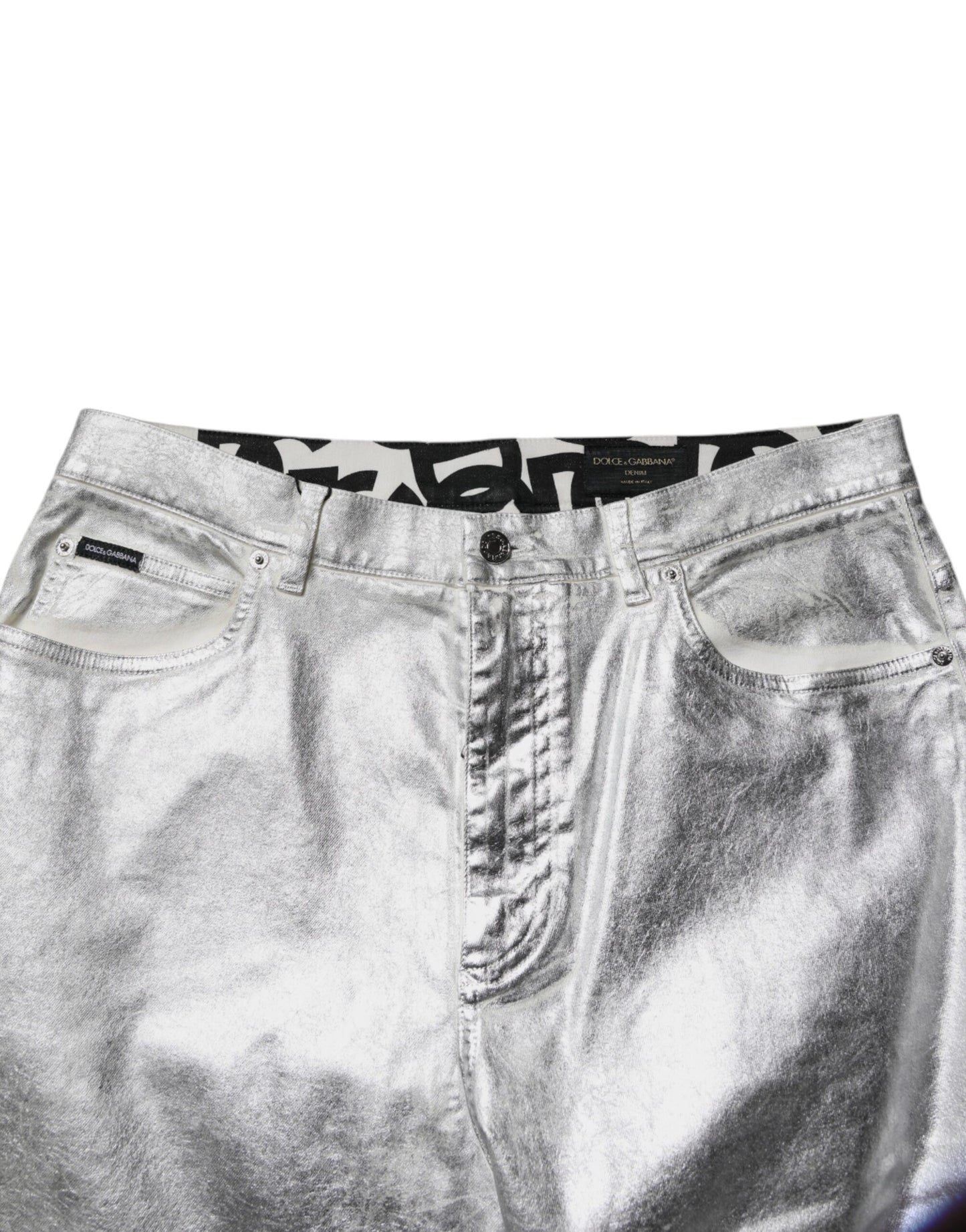 Dolce & Gabbana Metallic Silver Cotton Straight Denim Jeans Dolce & Gabbana
