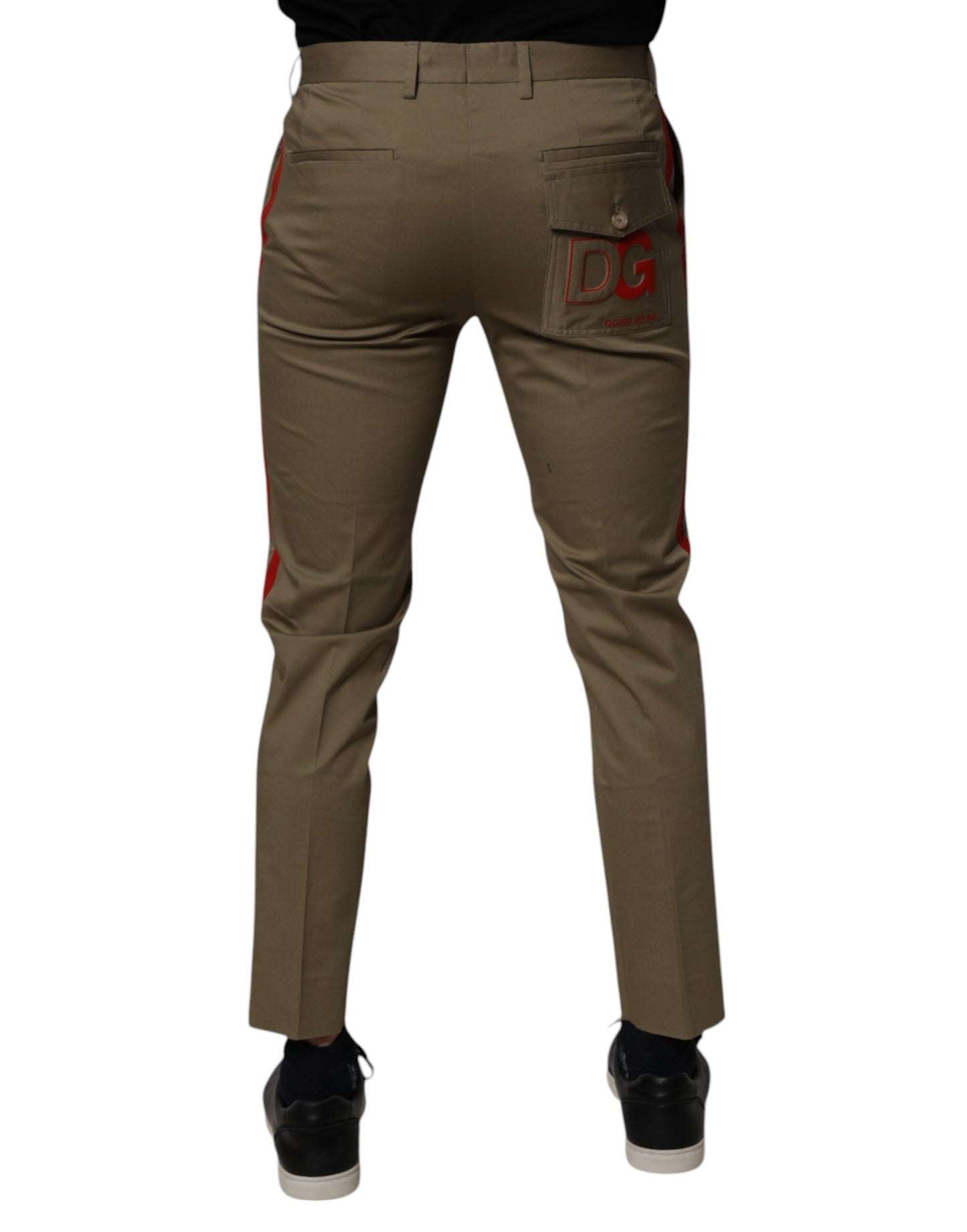 Dolce & Gabbana Dark Khaki Cotton Tapered Pants Dolce & Gabbana