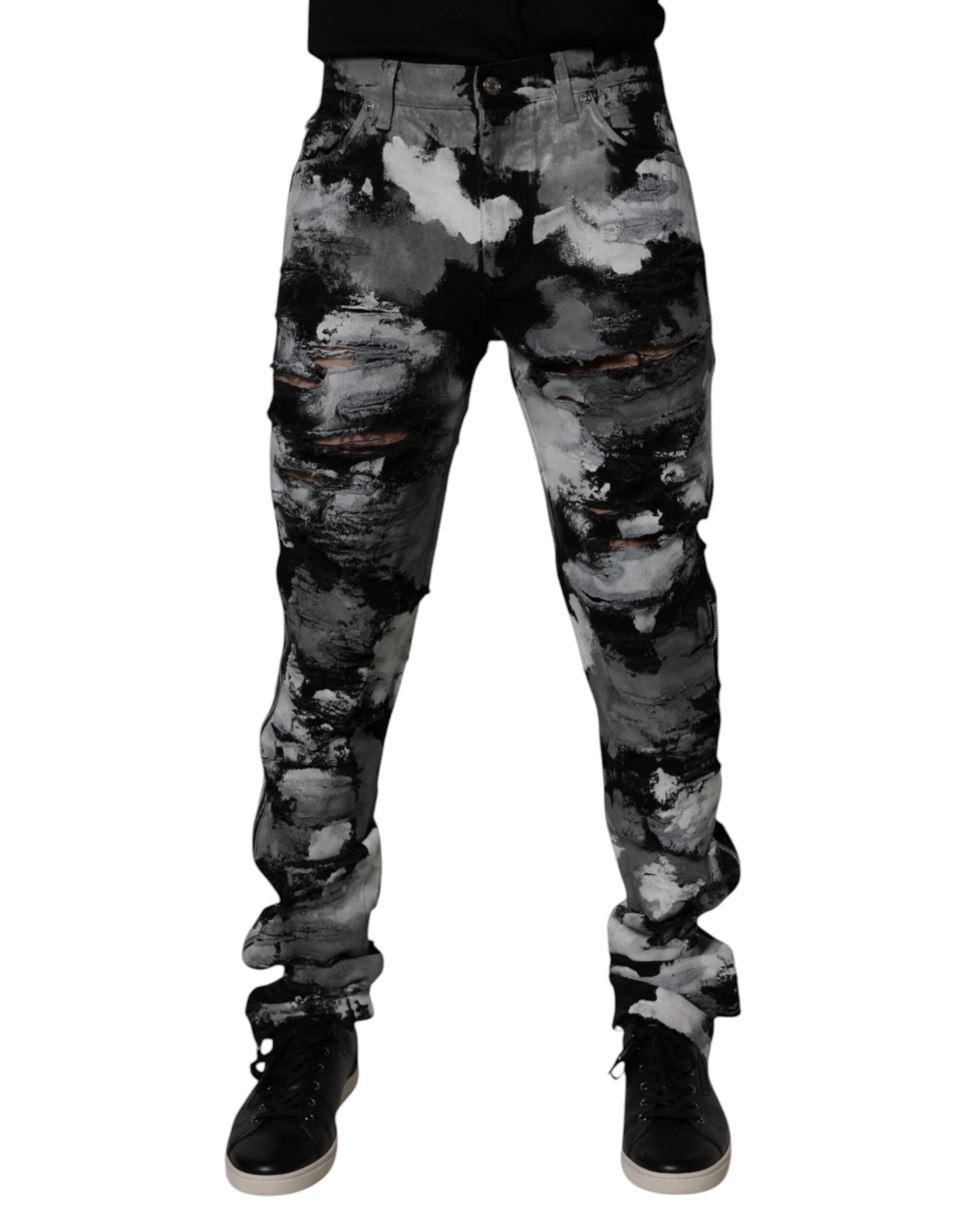 Dolce & Gabbana Multicolor Camouflage Tattered Skinny Denim Jeans Dolce & Gabbana