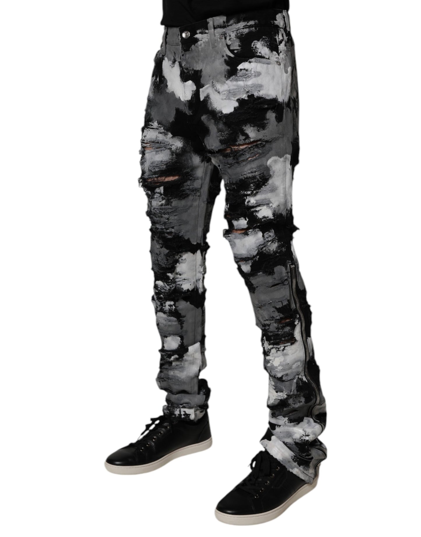 Dolce & Gabbana Multicolor Camouflage Tattered Skinny Denim Jeans Dolce & Gabbana