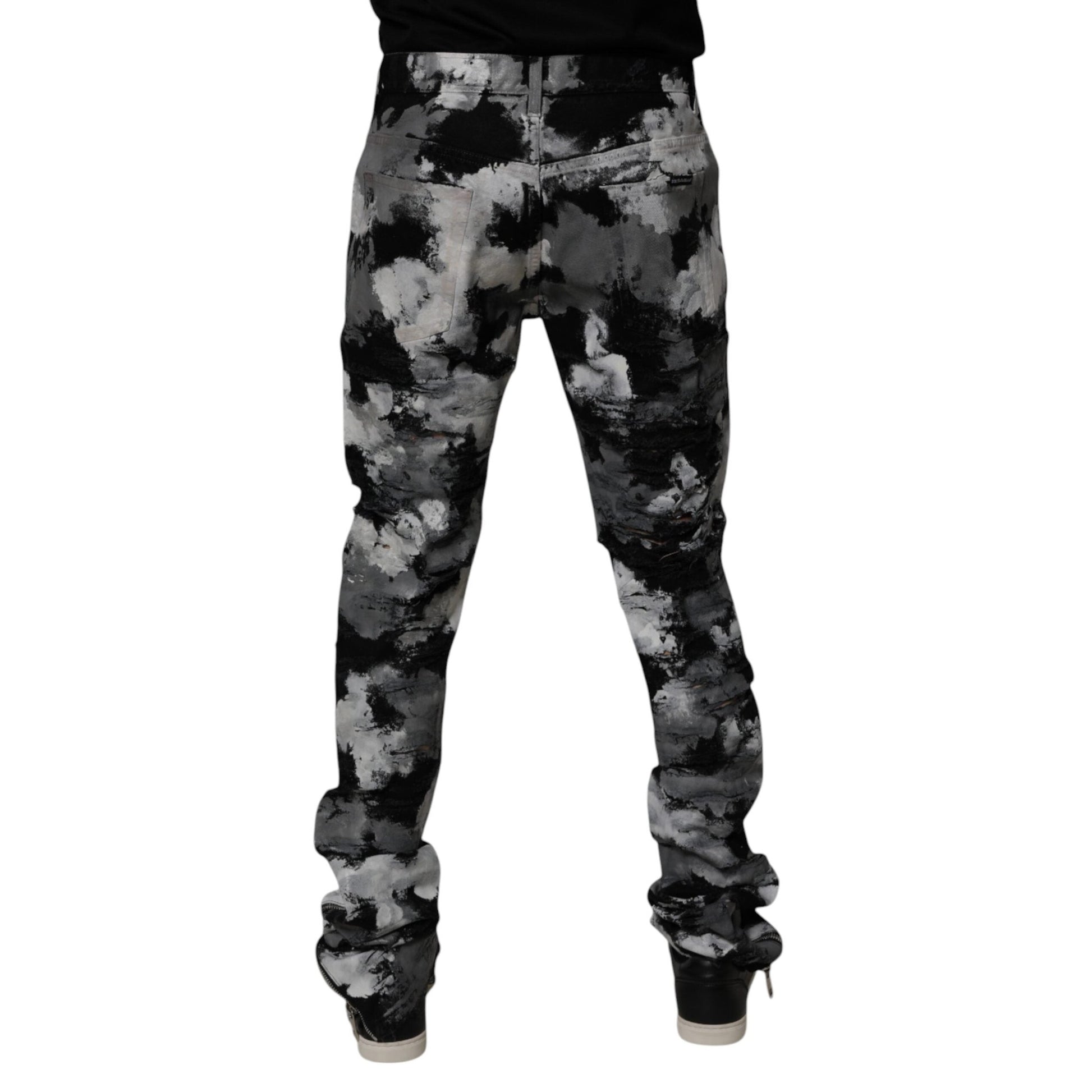 Dolce & Gabbana Multicolor Camouflage Tattered Skinny Denim Jeans