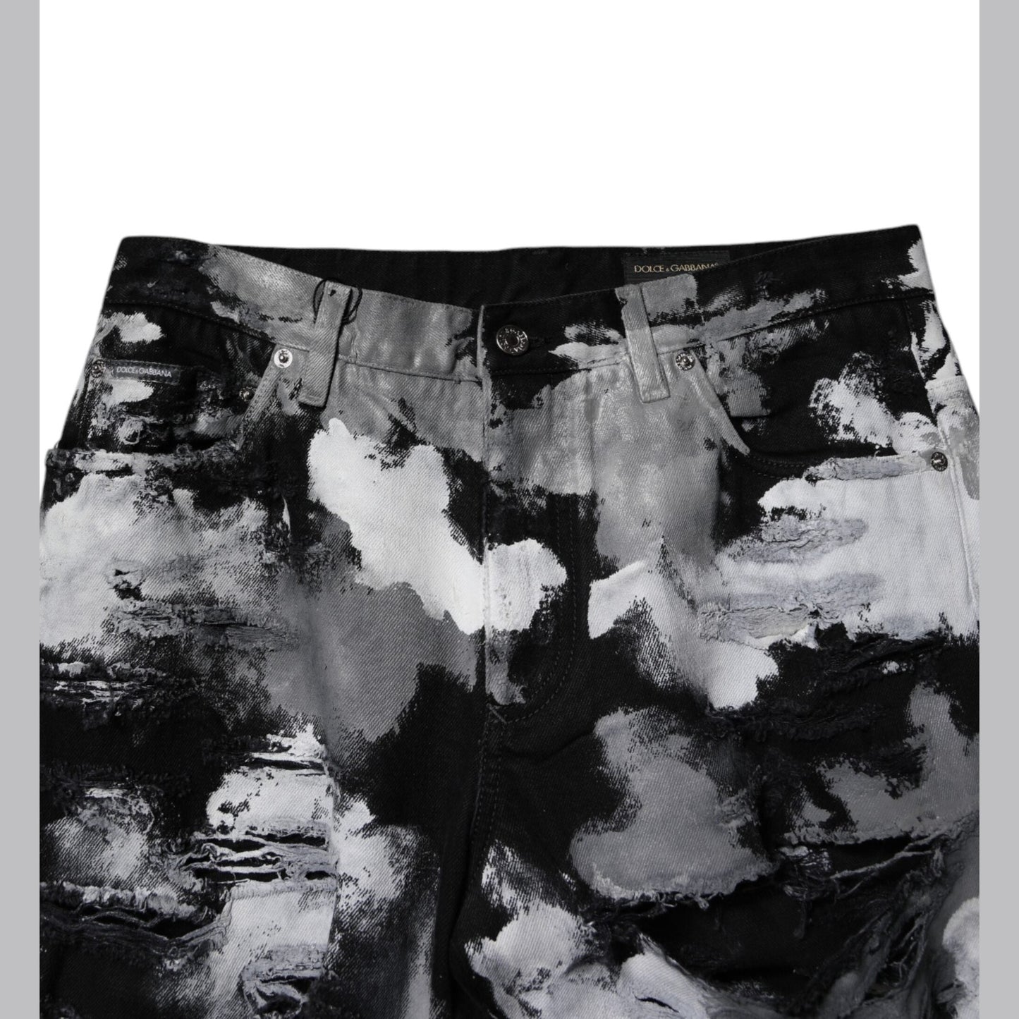 Dolce & Gabbana Multicolor Camouflage Tattered Skinny Denim Jeans