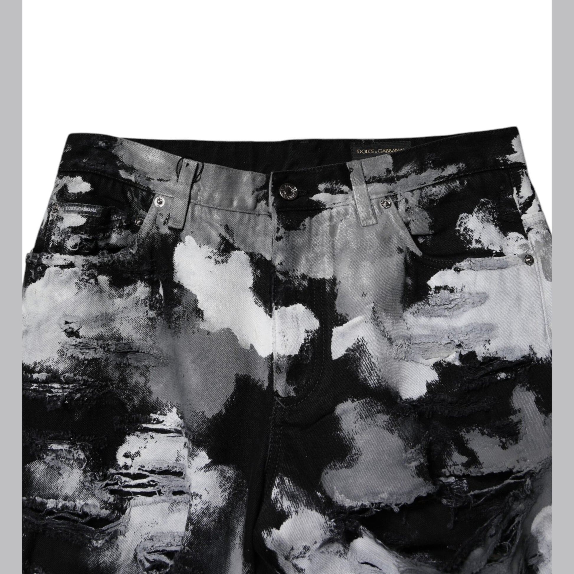 Dolce & Gabbana Multicolor Camouflage Tattered Skinny Denim Jeans