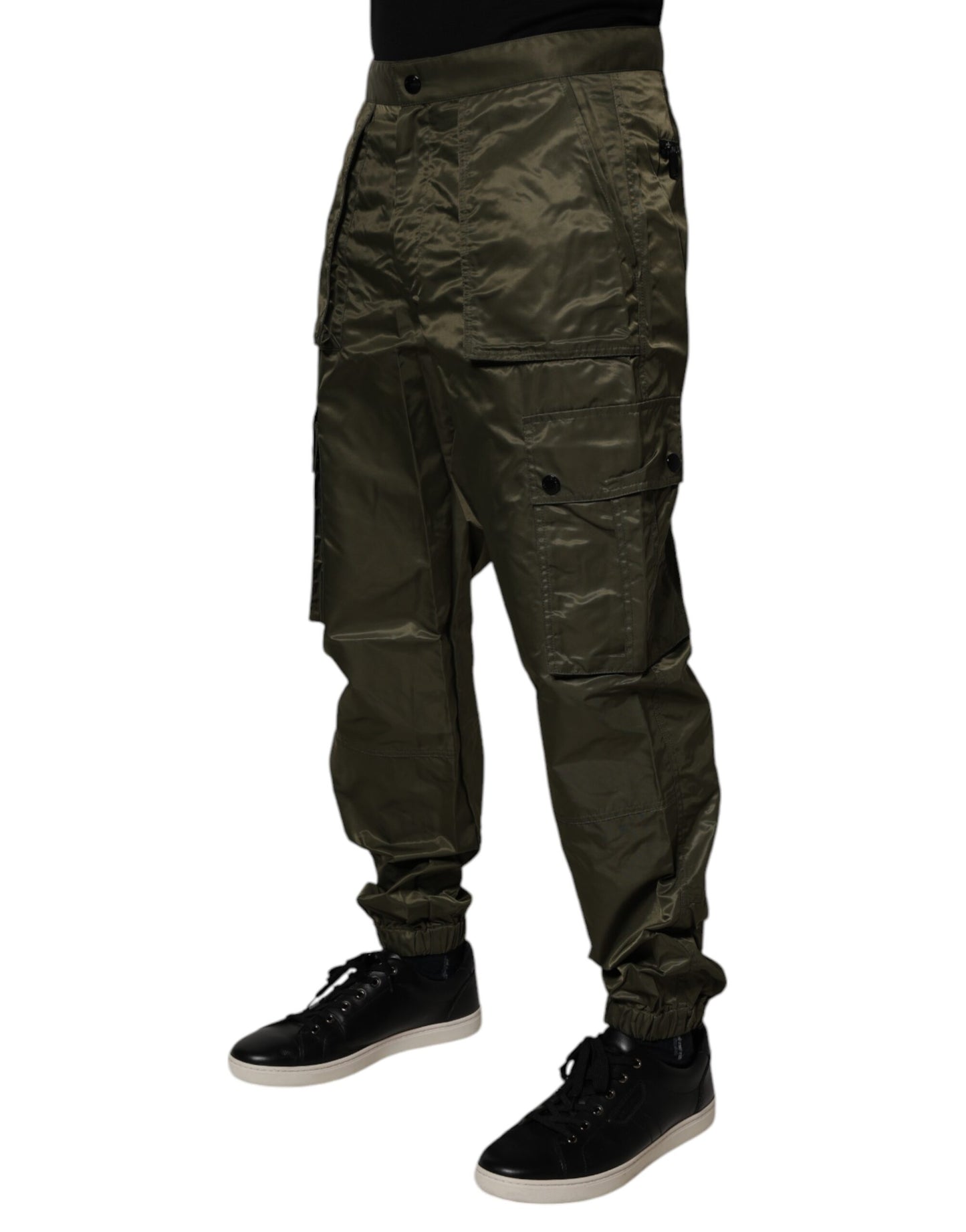 Dolce & Gabbana Dark Green Nylon Cargo Pants Dolce & Gabbana