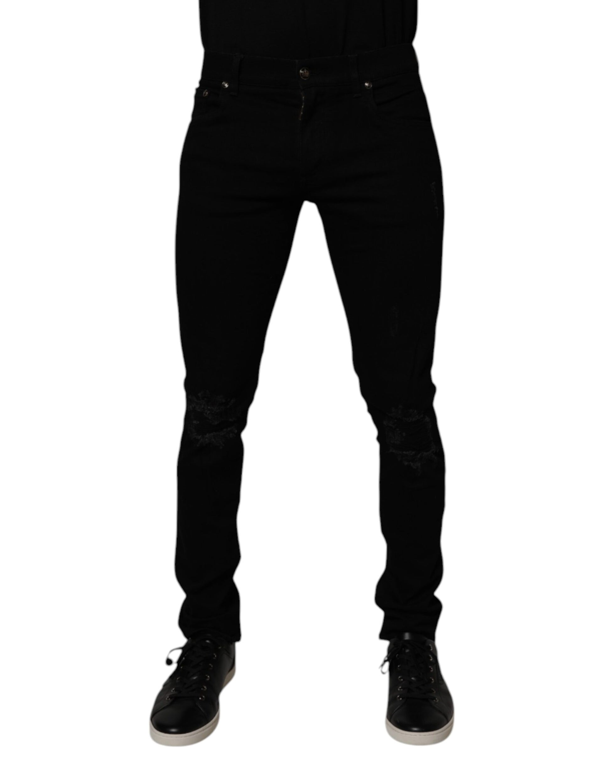 Dolce & Gabbana Black Cotton Stretch Skinny Men Denim Jeans Dolce & Gabbana