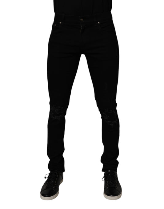 Dolce & Gabbana Black Cotton Stretch Skinny Men Denim Jeans Dolce & Gabbana