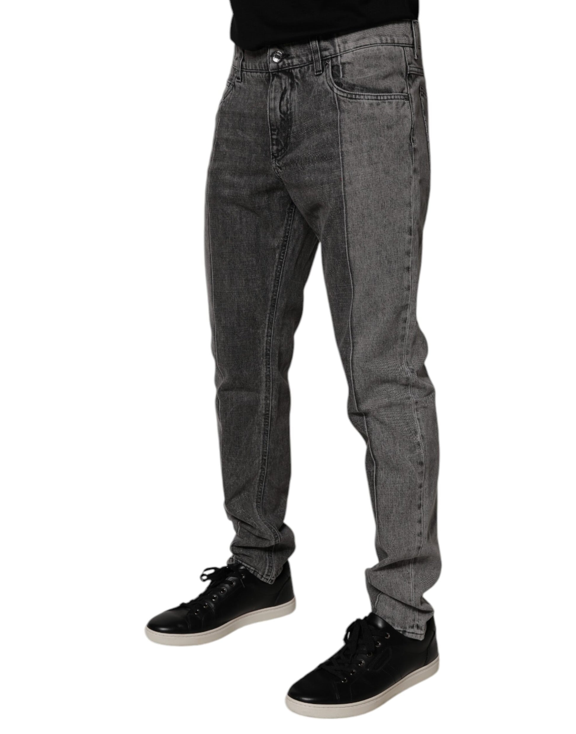Dolce & Gabbana Two Tone Gray Cotton Denim Jeans Dolce & Gabbana