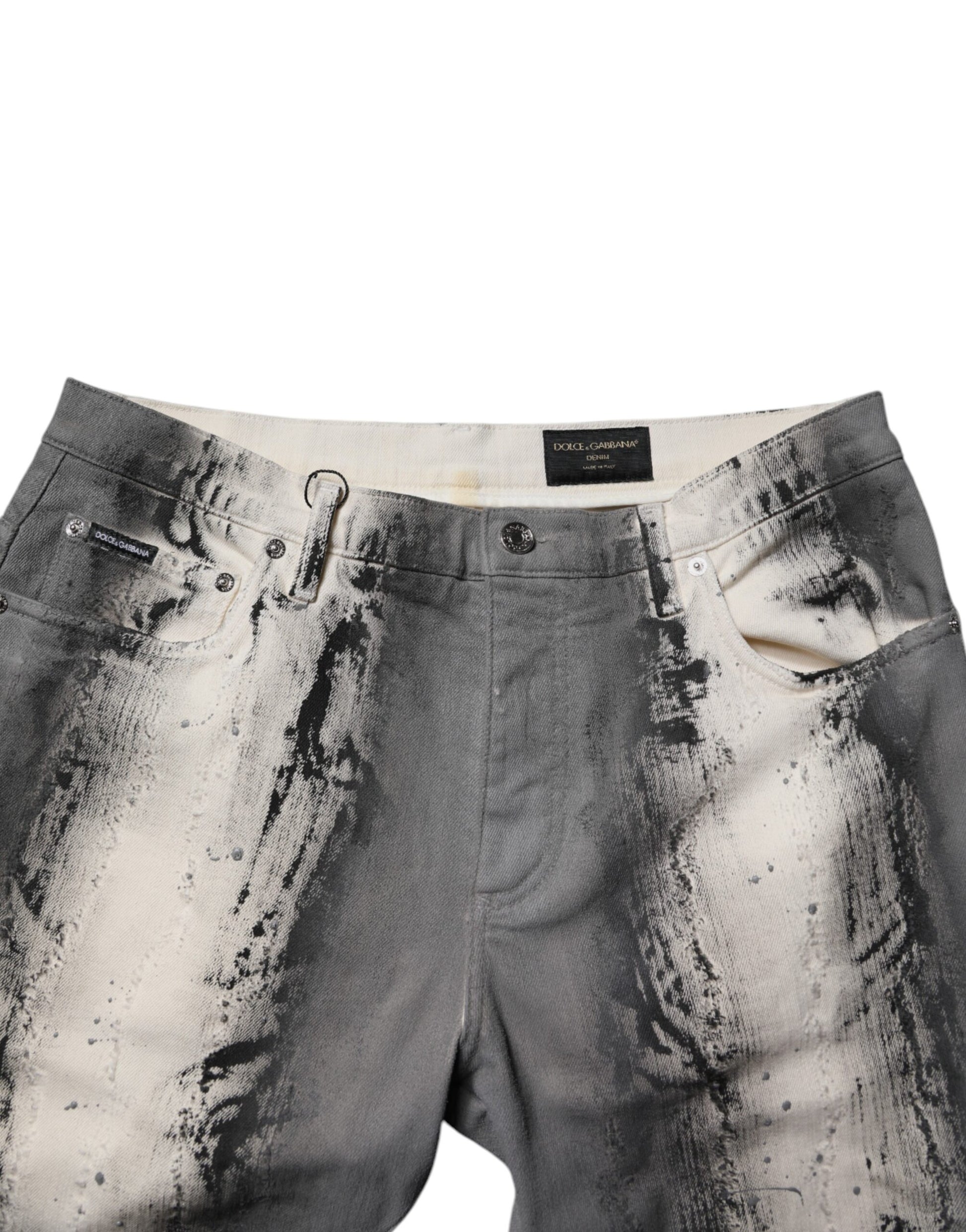 Dolce & Gabbana Gray Tie Dye Cotton Skinny Men Denim Jeans Dolce & Gabbana