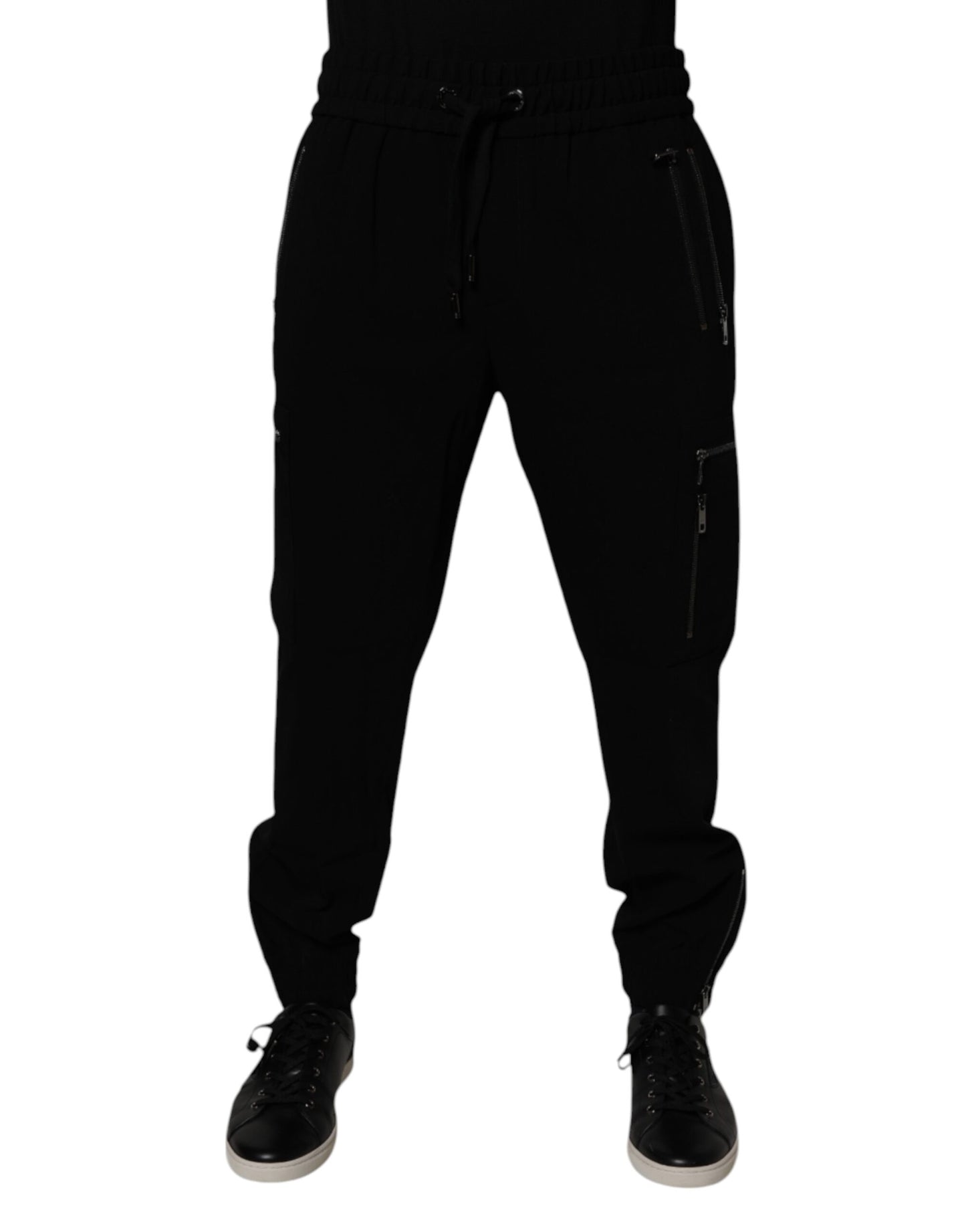 Dolce & Gabbana Black Wool Stretch Jogger Pants Dolce & Gabbana