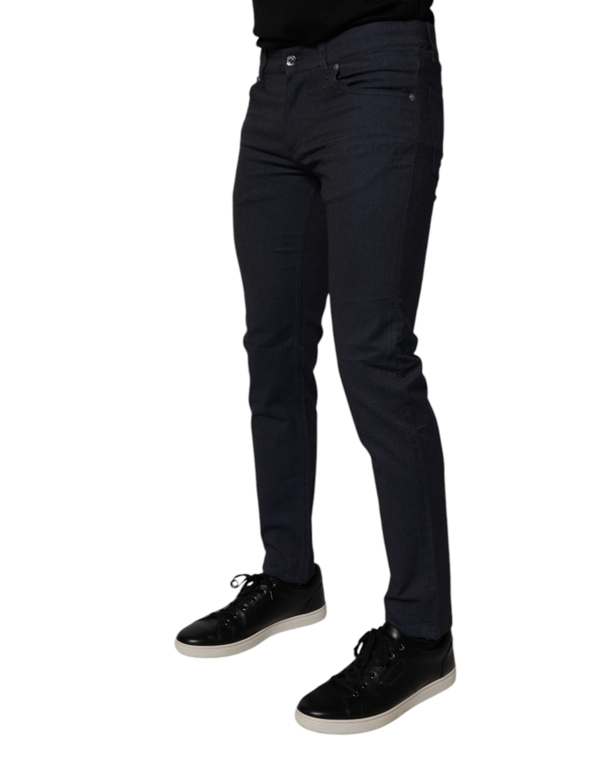 Dolce & Gabbana Dark Blue Cotton Stretch Skinny Denim Jeans Dolce & Gabbana