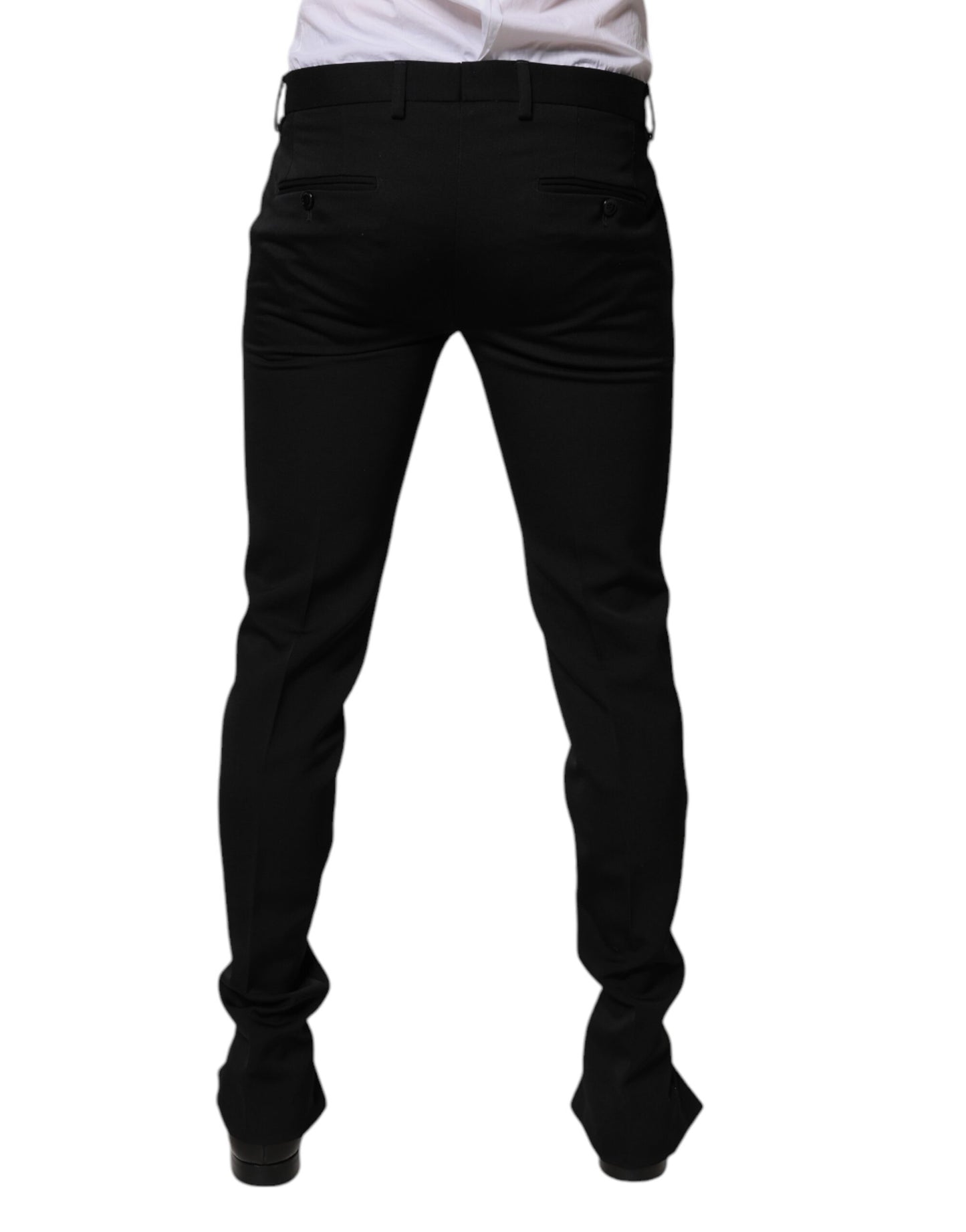 Dolce & Gabbana Black Wool Tapered Formal Dress Pants Dolce & Gabbana